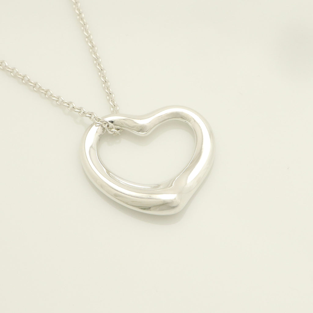 Tiffany & Co. Open Heart Pendant Necklace Sterling Silver 925
