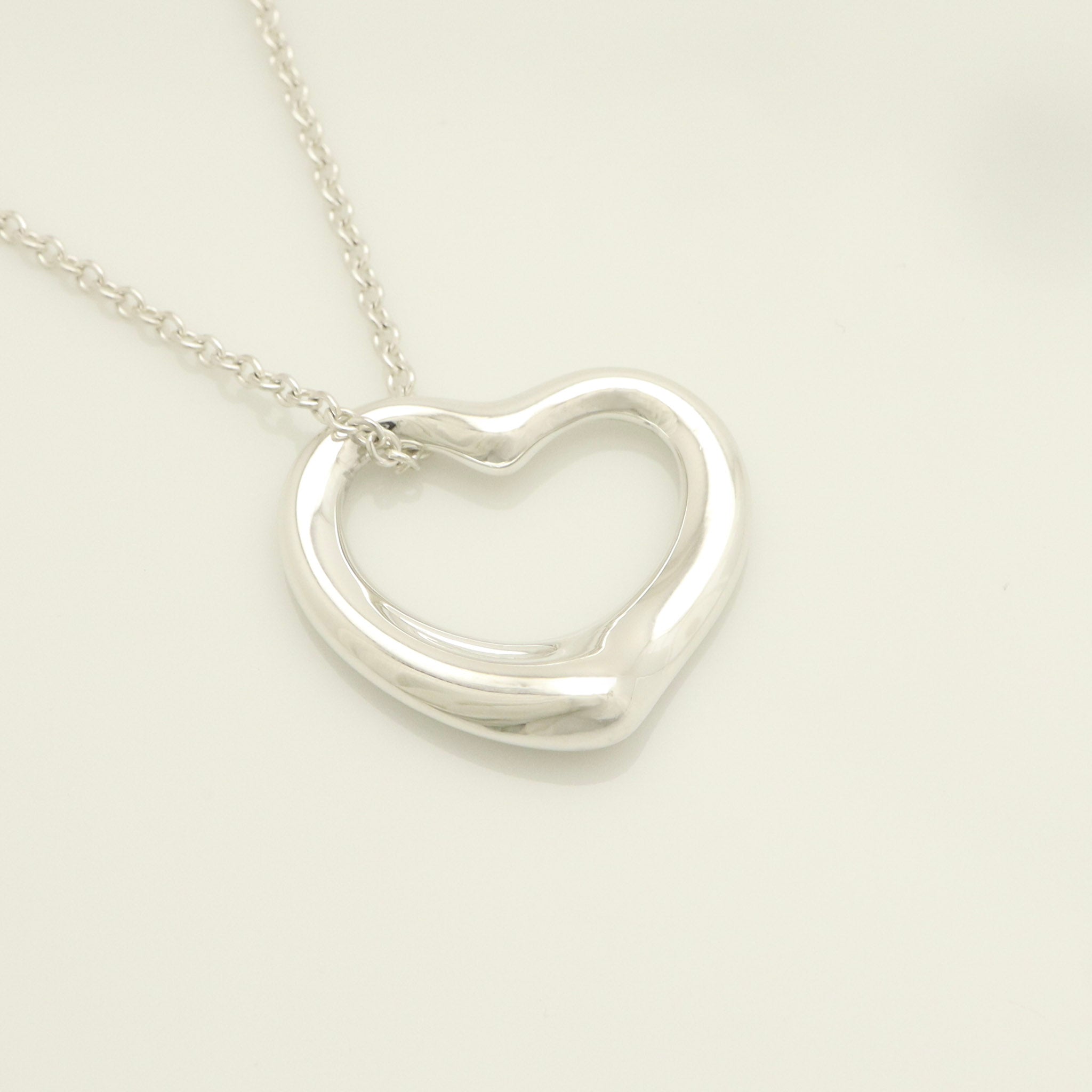 Tiffany & Co. Open Heart Pendant Necklace Sterling Silver 925