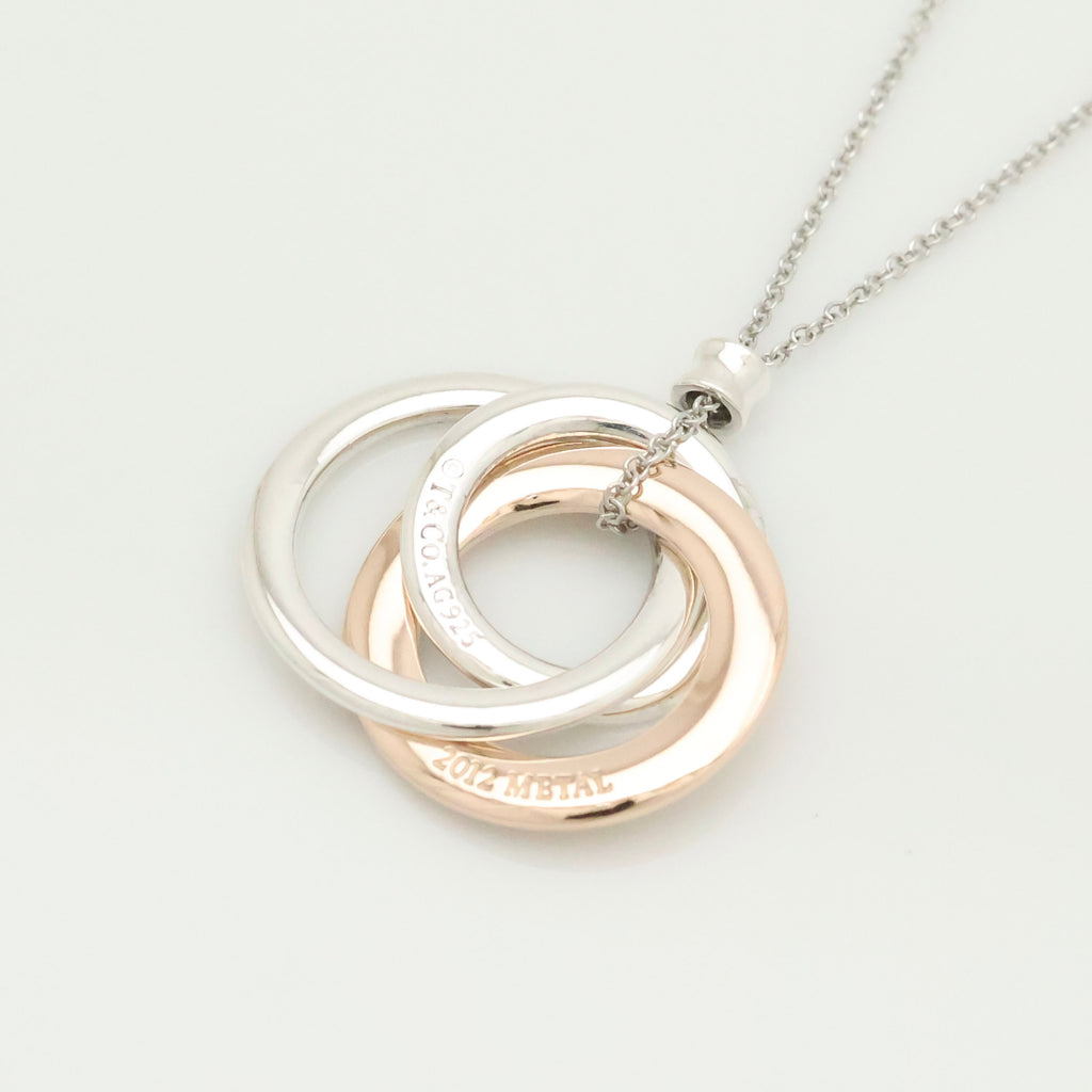 Tiffany & Co. 1837 Interlocking Circles Necklace  Sterling Silver 925 & Rubedo