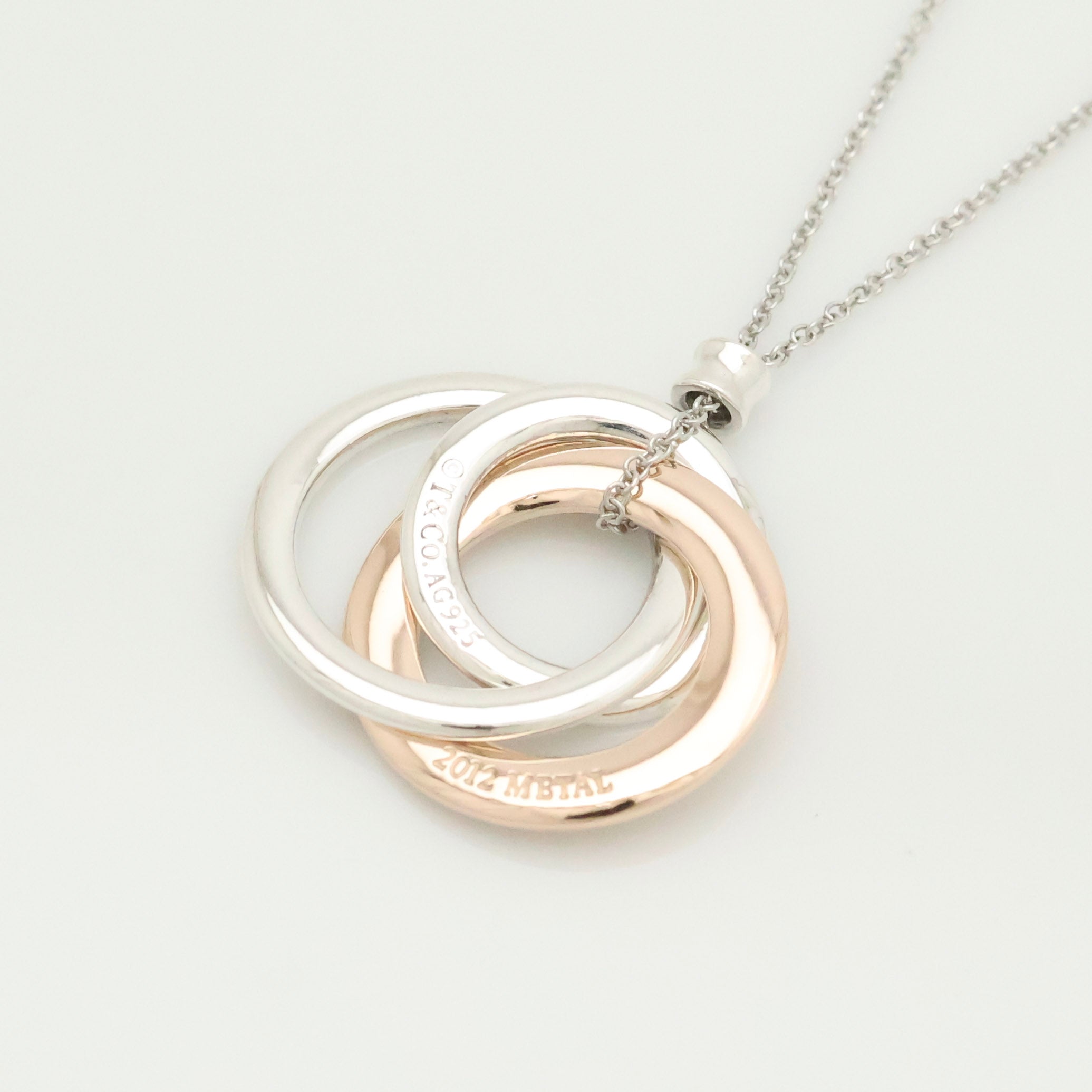 Tiffany & Co. 1837 Interlocking Circles Necklace  Sterling Silver 925 & Rubedo