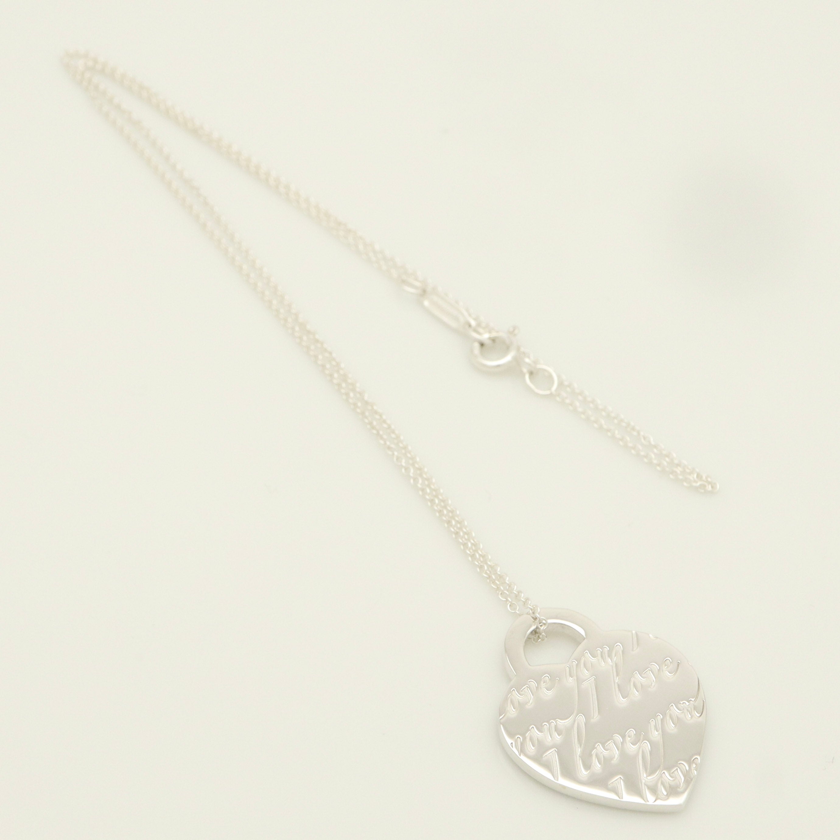 Tiffany & Co. Notes I LOVE YOU Heart Pendant Necklace Sterling Silver 925