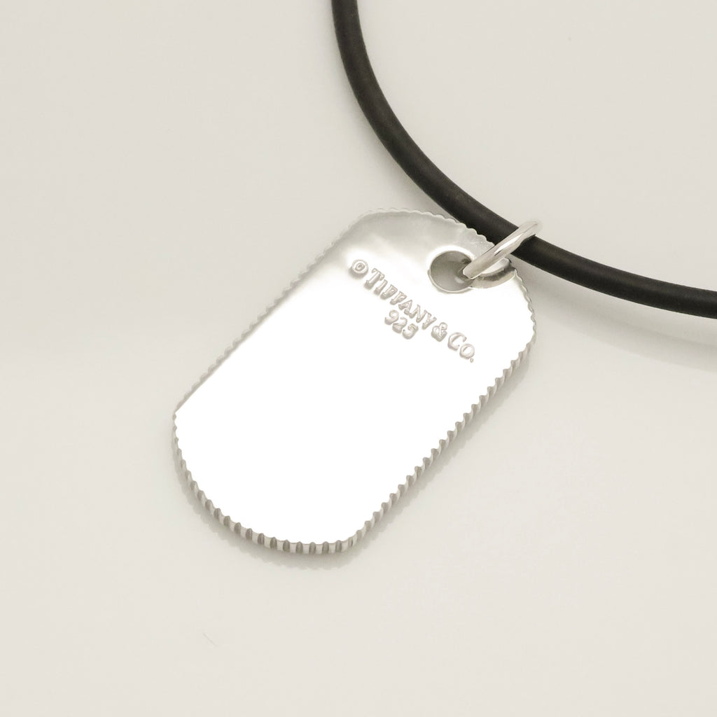 TIFFANY&Co. コイン エッジ ドッグ タグ ラバー コード ネックレス AG925