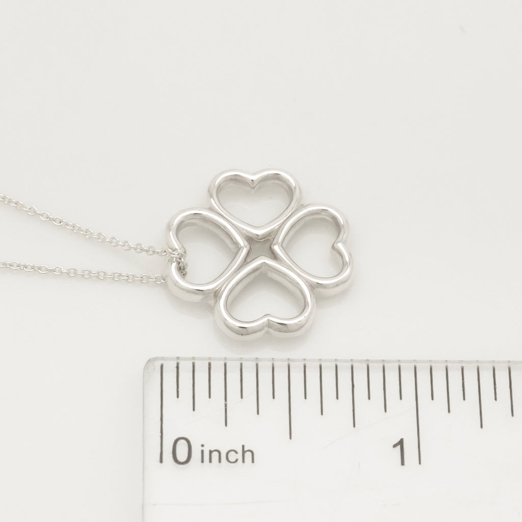  Tiffany & Co. Four Hearts Clover Necklace Pendant Sterling Silver 925