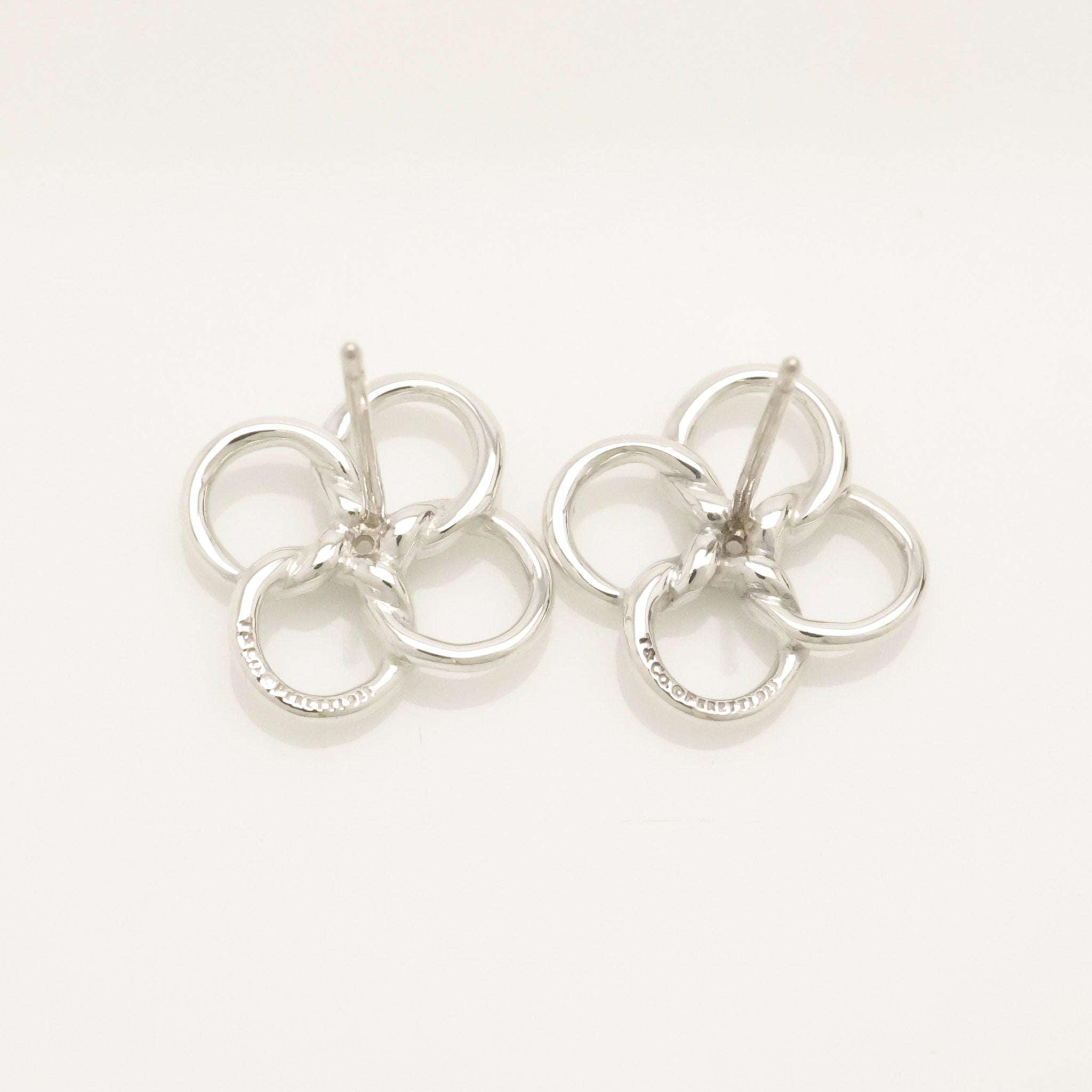 Tiffany & Co. Quadrifoglio Four Leaf Clover Stud Earrings Sterling Silver 925