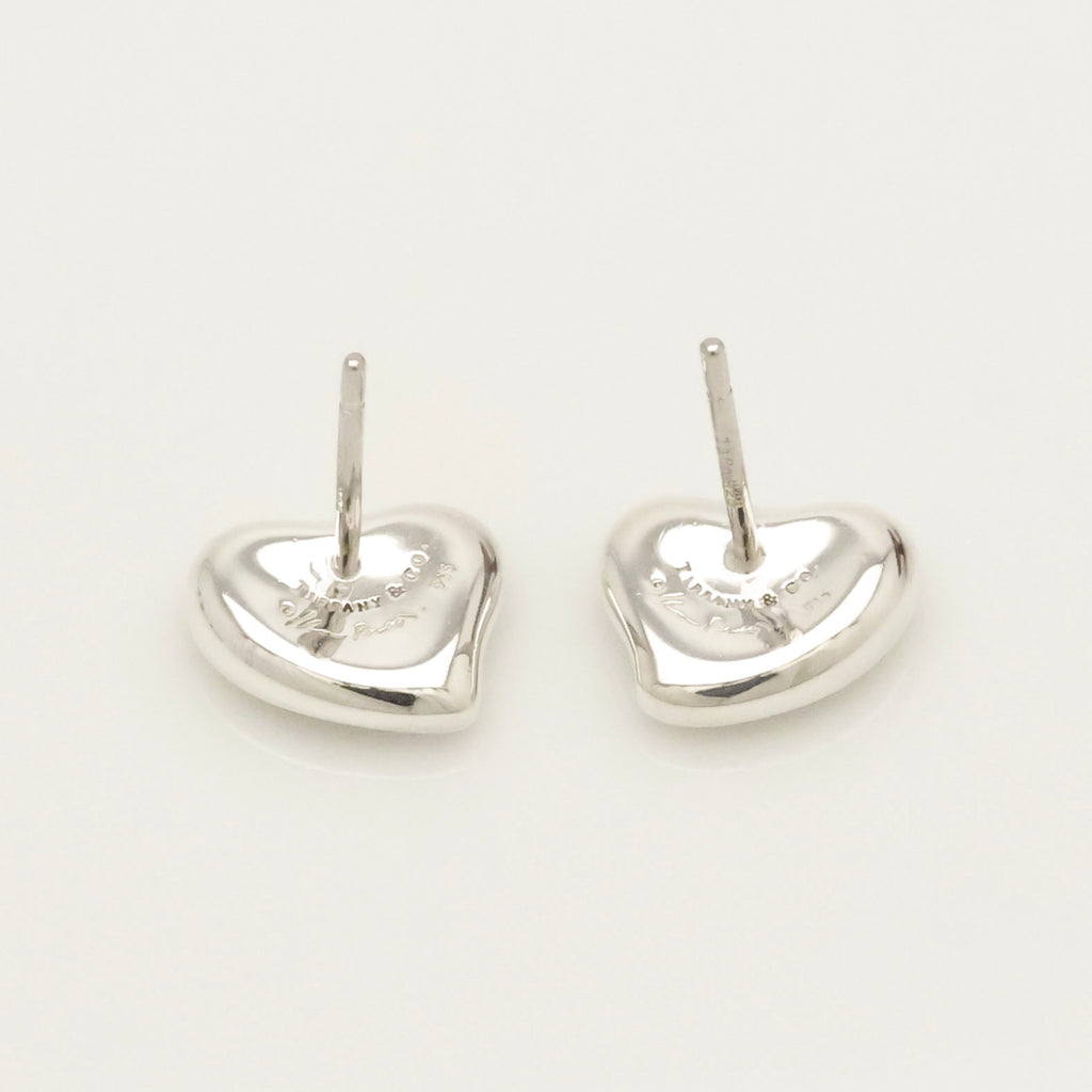 Tiffany & Co. Elsa Peretti Full Heart Stud Earrings Sterling Silver 925 