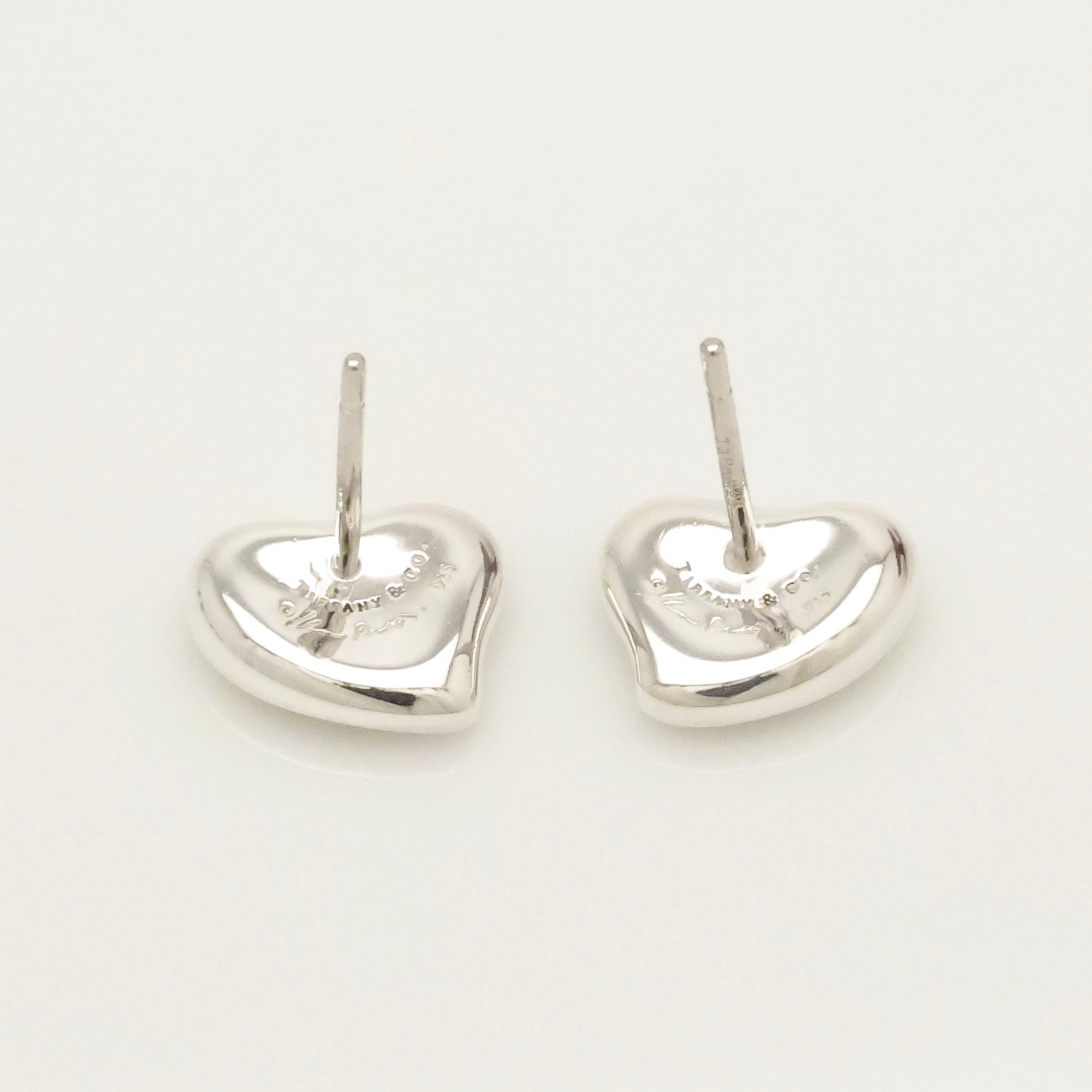 Tiffany & Co. Elsa Peretti Full Heart Stud Earrings Sterling Silver 925 