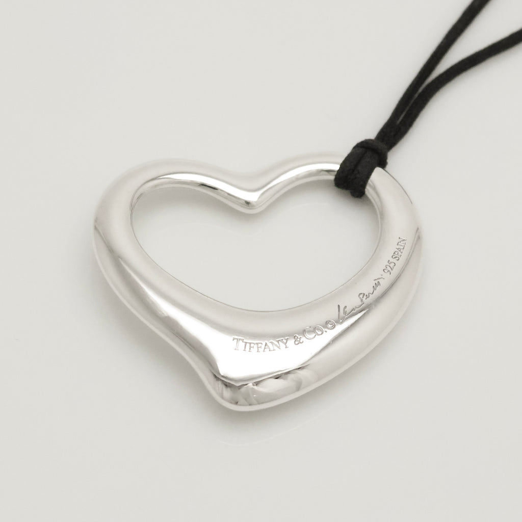 TIFFANY&Co. オープンハート 36mm シルクコード エルサペレッティ ネックレス AG925