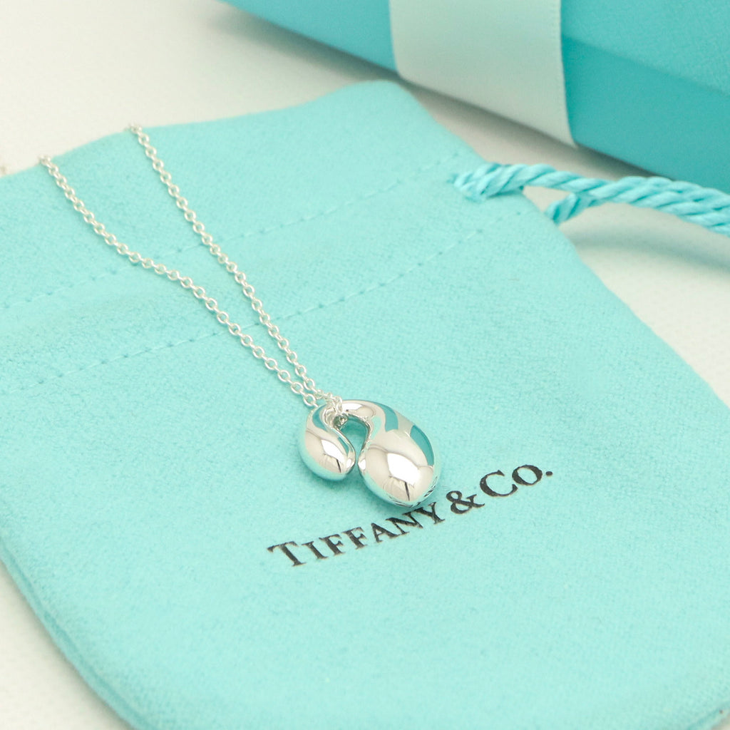Tiffany & Co. Elsa Peretti Sterling Silver Double Teardrop Pendant Necklace