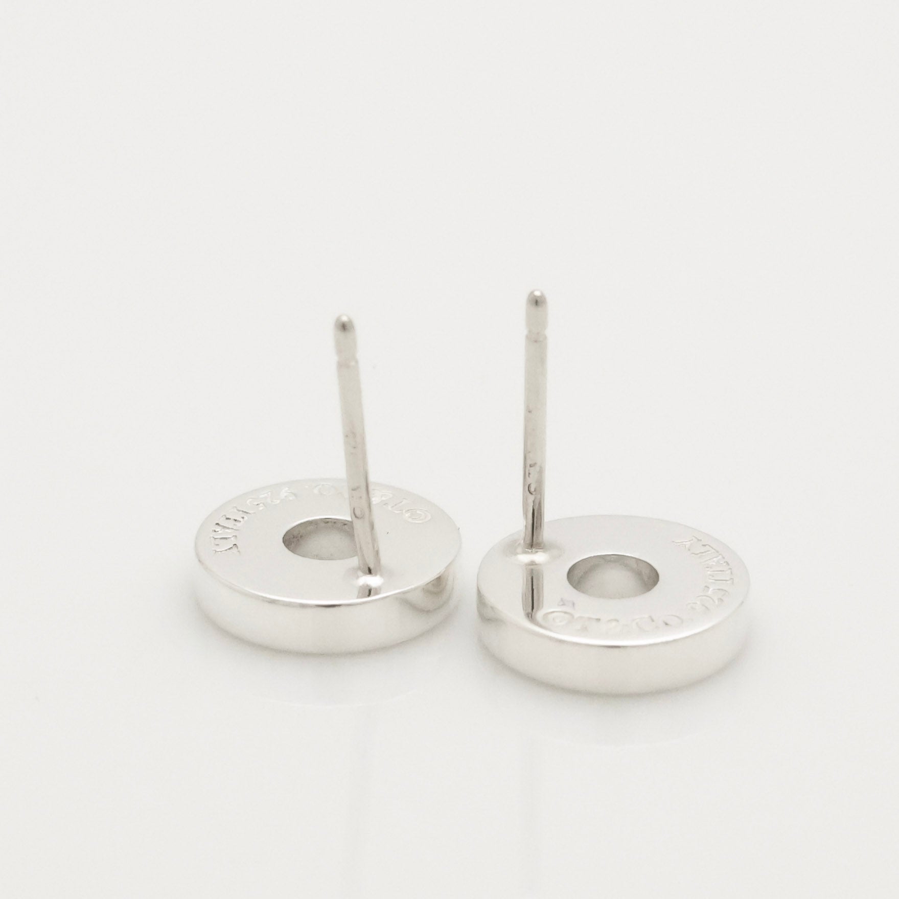 Tiffany & Co. 1837 Round Circle Stud Earrings Sterling Silver 925 