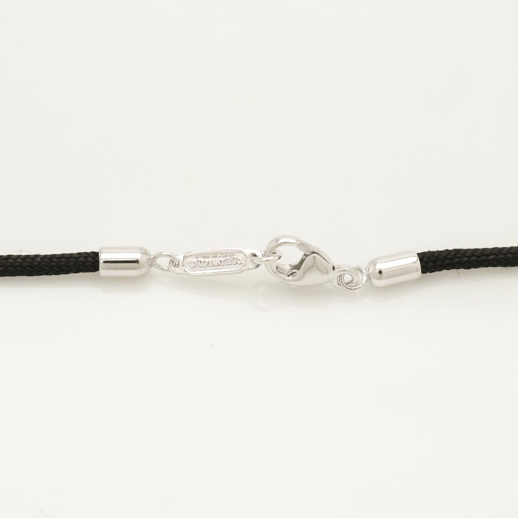 Tiffany & Co. Notes LARGE Round Shell Silk Cord Necklace Sterling Silver AG925