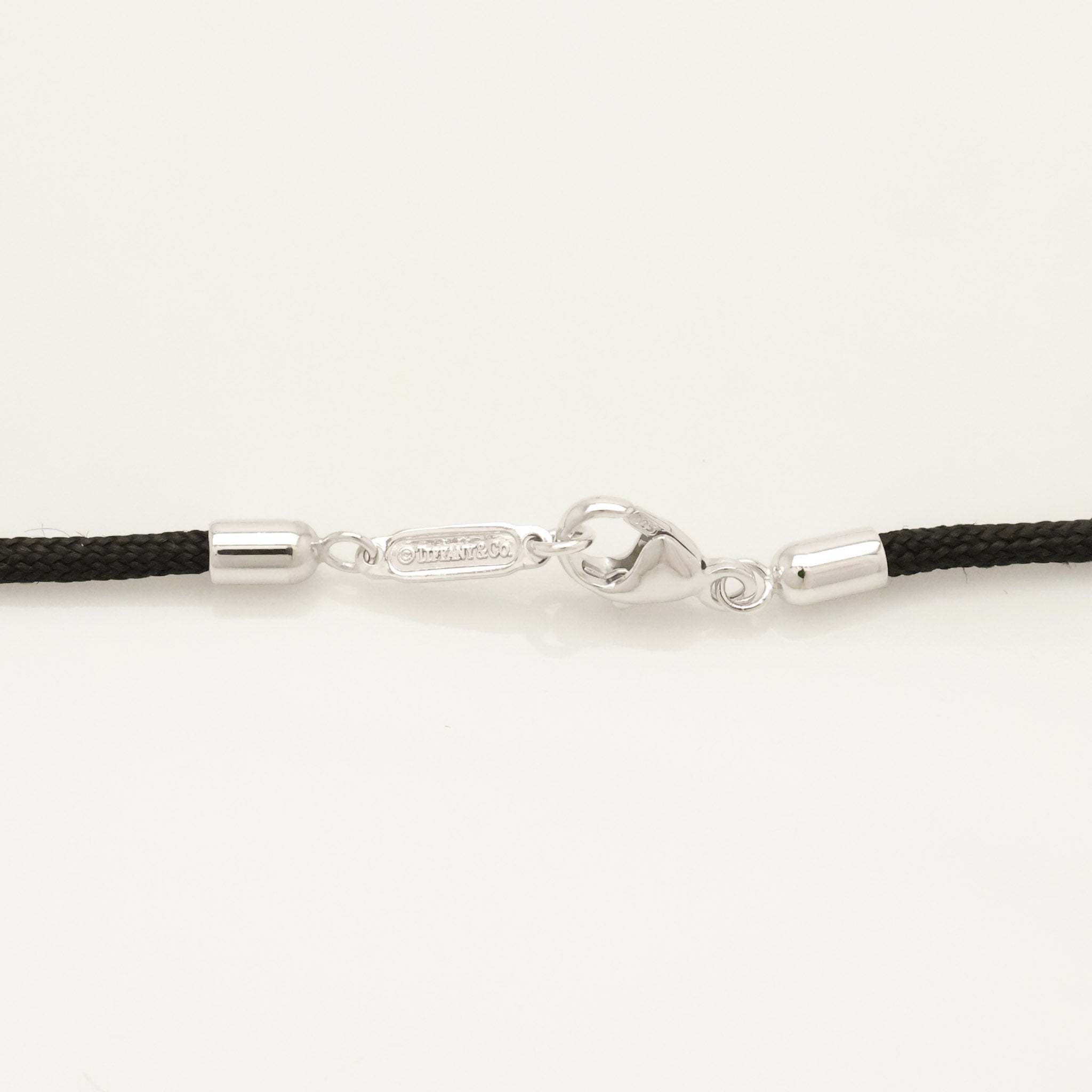 Tiffany & Co. Notes LARGE Round Shell Silk Cord Necklace Sterling Silver AG925
