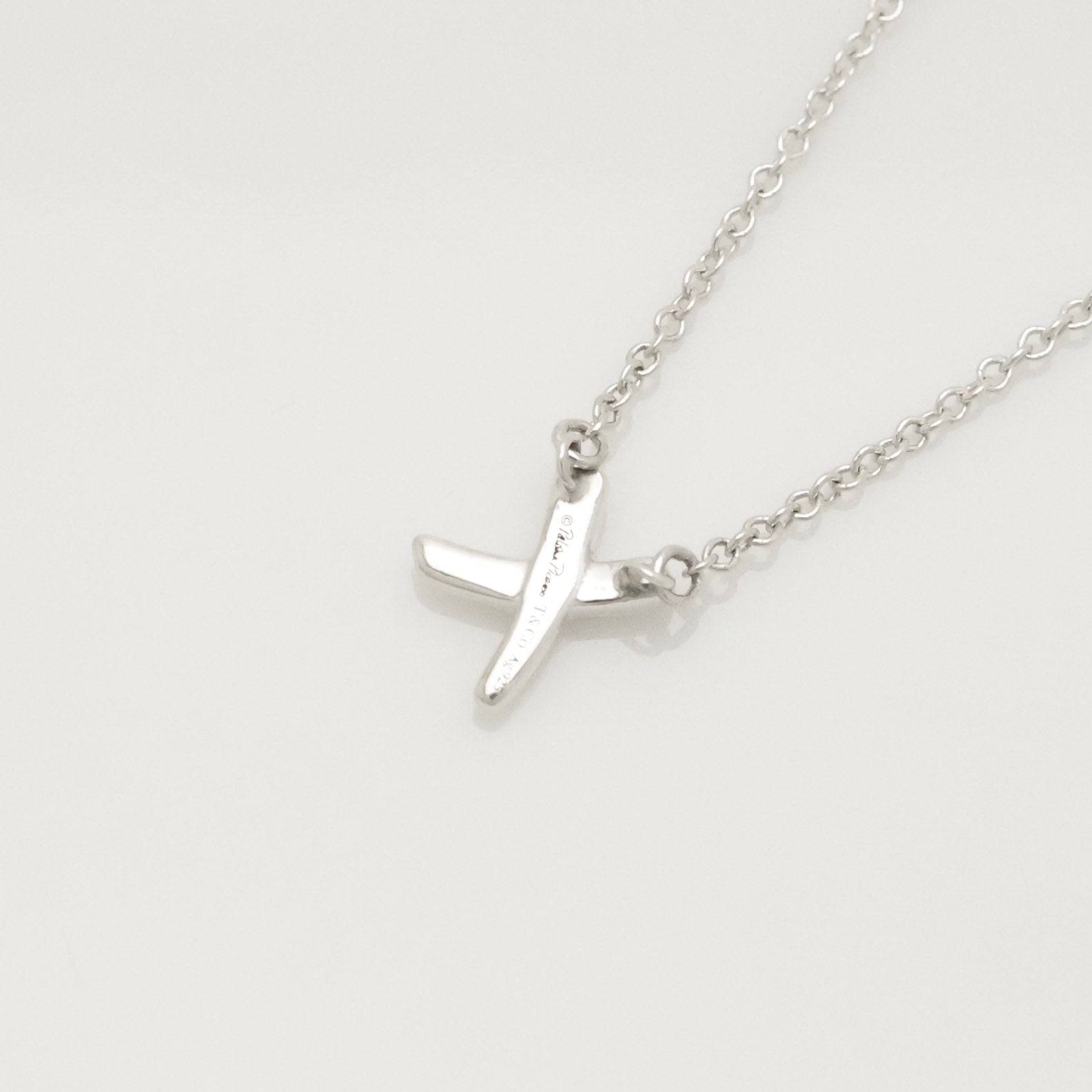 Tiffany & Co. Mini X Kiss Cross Pendant Necklace Sterling Silver 925 