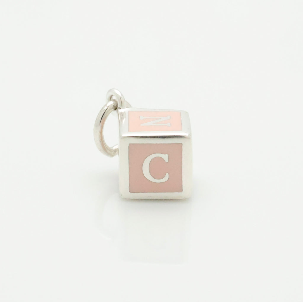 TIFFANY&Co. NY  T&CO ピンク エナメル ブロック キューブ チャーム AG925
