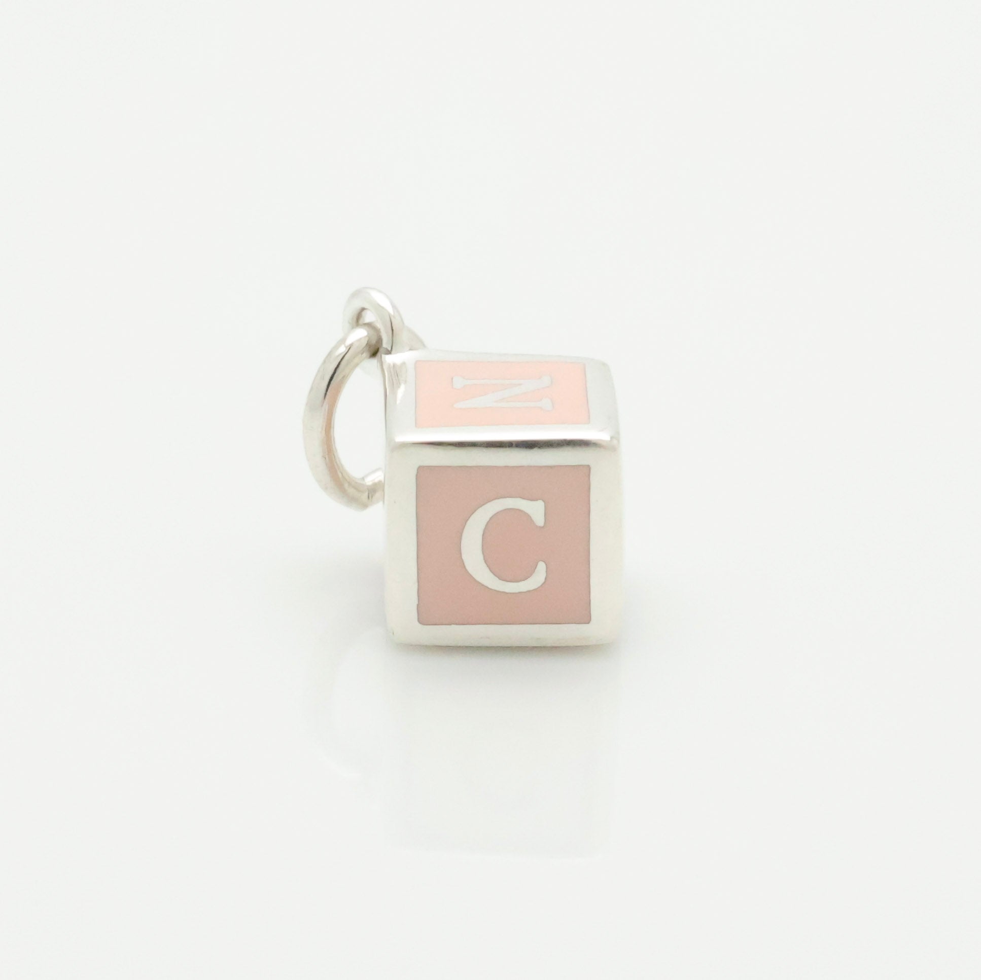 TIFFANY&Co. NY  T&CO ピンク エナメル ブロック キューブ チャーム AG925