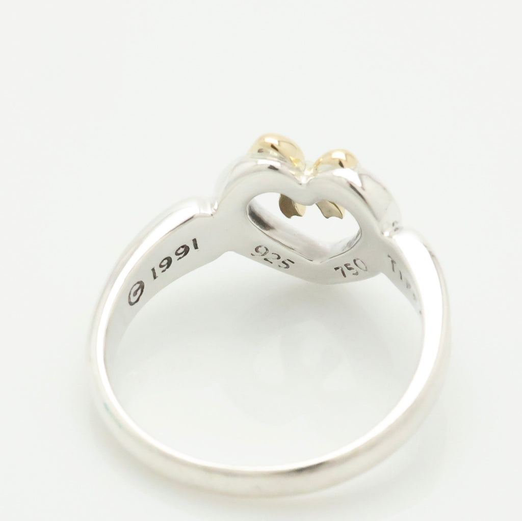 Tiffany & Co. Ribbon Bow Heart Ring  Gold &  Sterling Silver 925
