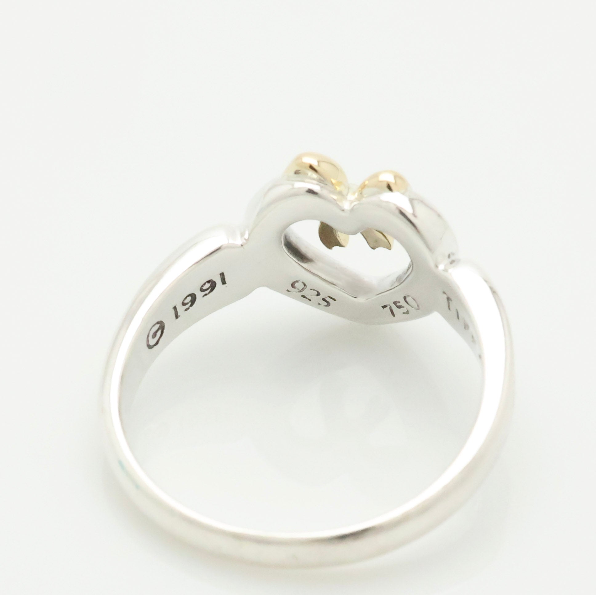 Tiffany & Co. Ribbon Bow Heart Ring  Gold &  Sterling Silver 925