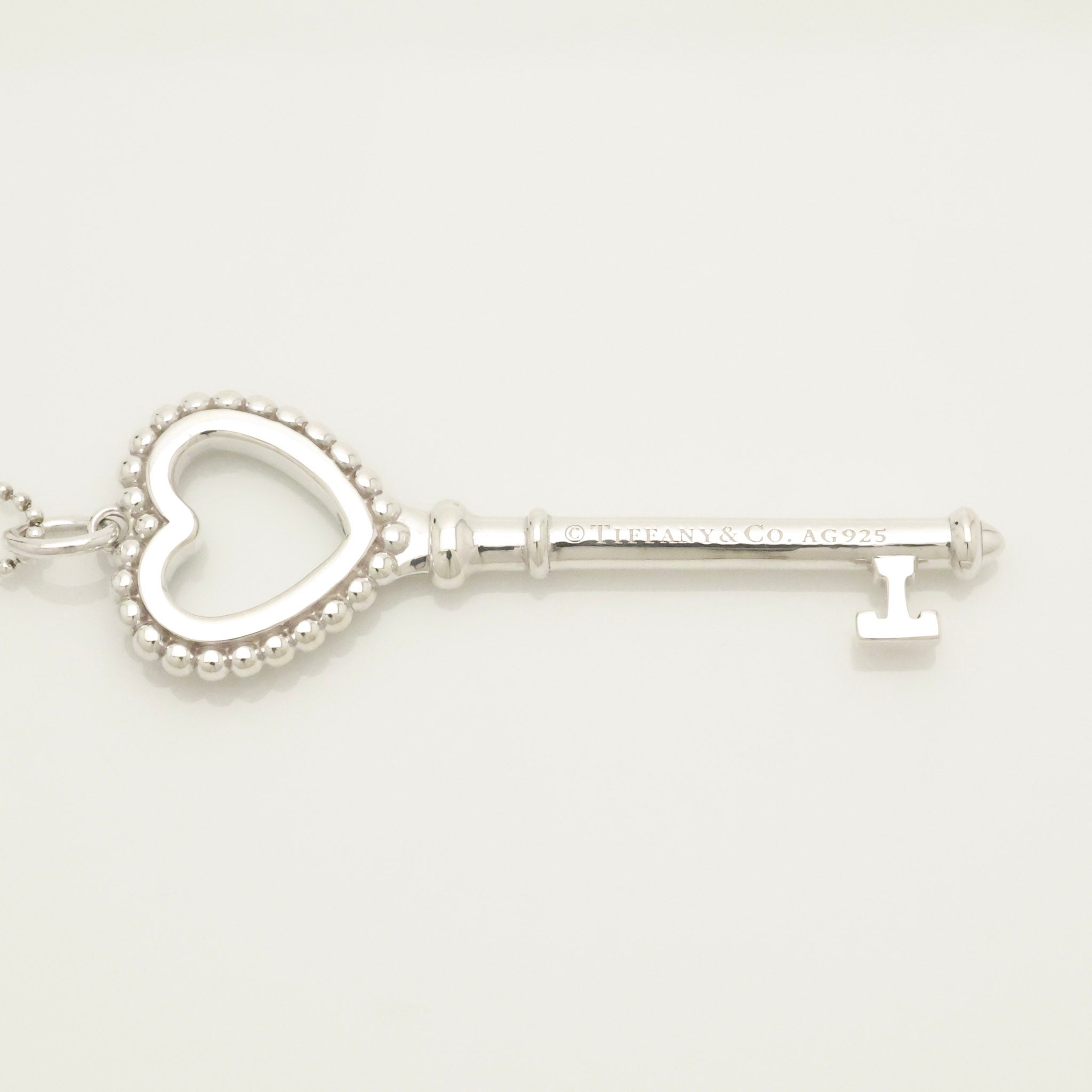  Tiffany & Co. Blue Enamel Beaded Heart Key Necklace Sterling Silver 925　