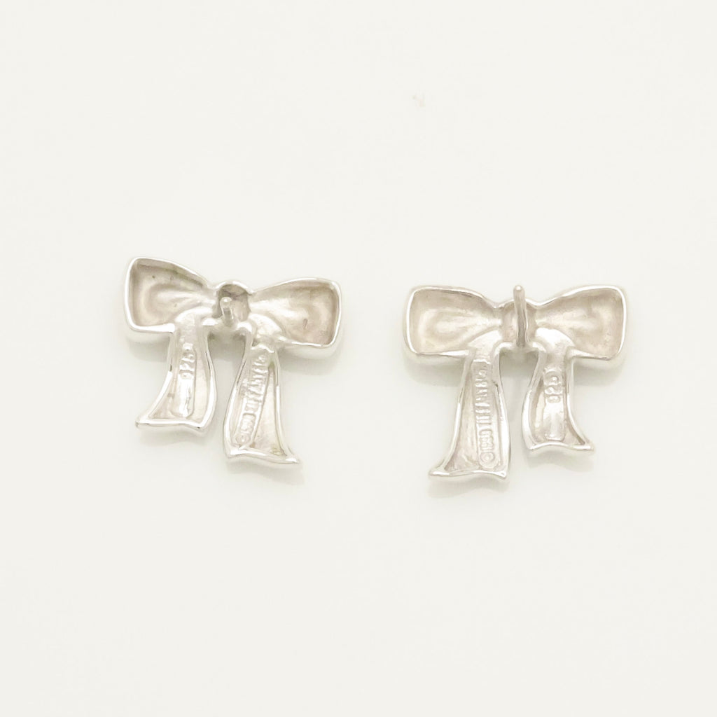 Tiffany & Co. Ribbon Bow Stud Earrings Sterling Silver 925