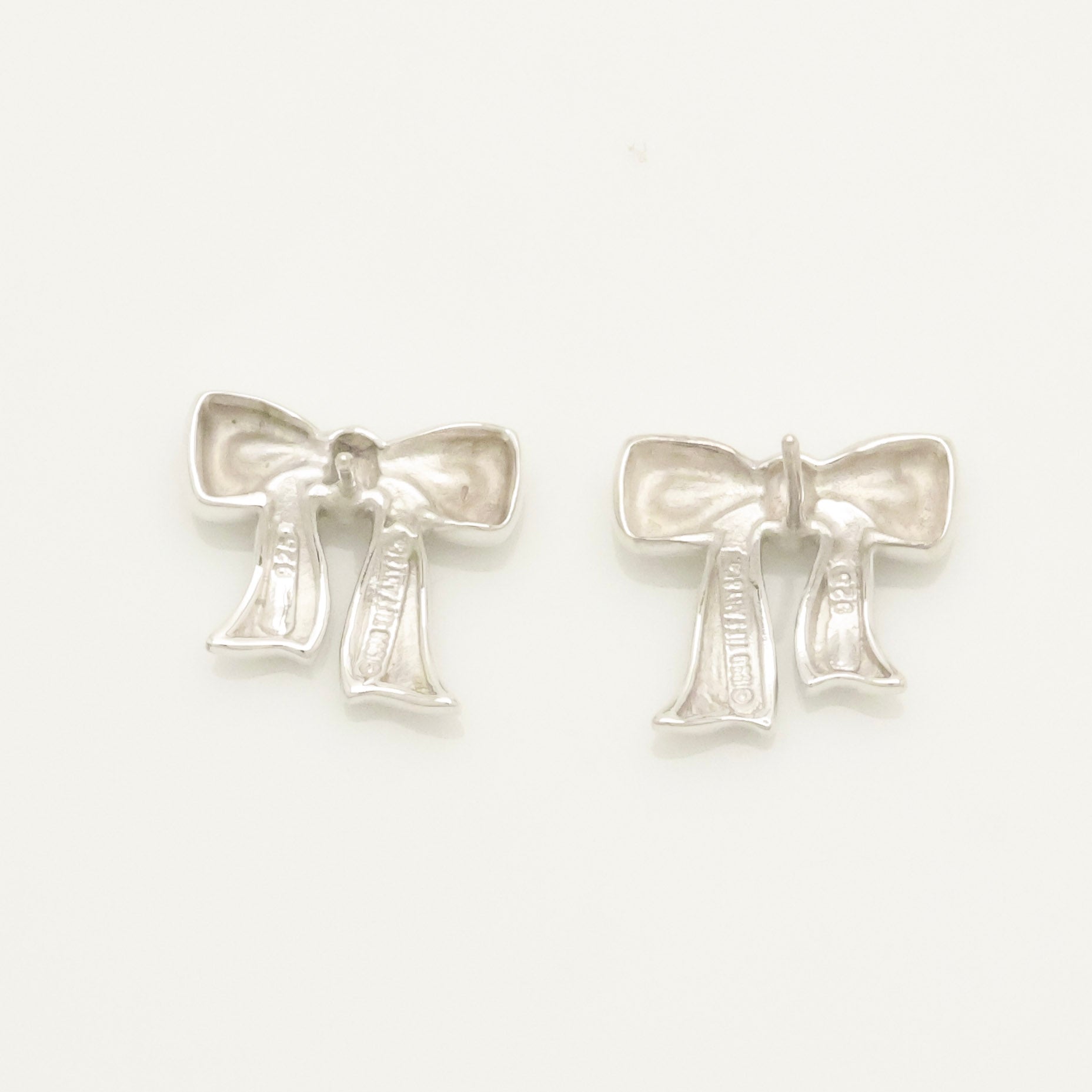 Tiffany & Co. Ribbon Bow Stud Earrings Sterling Silver 925