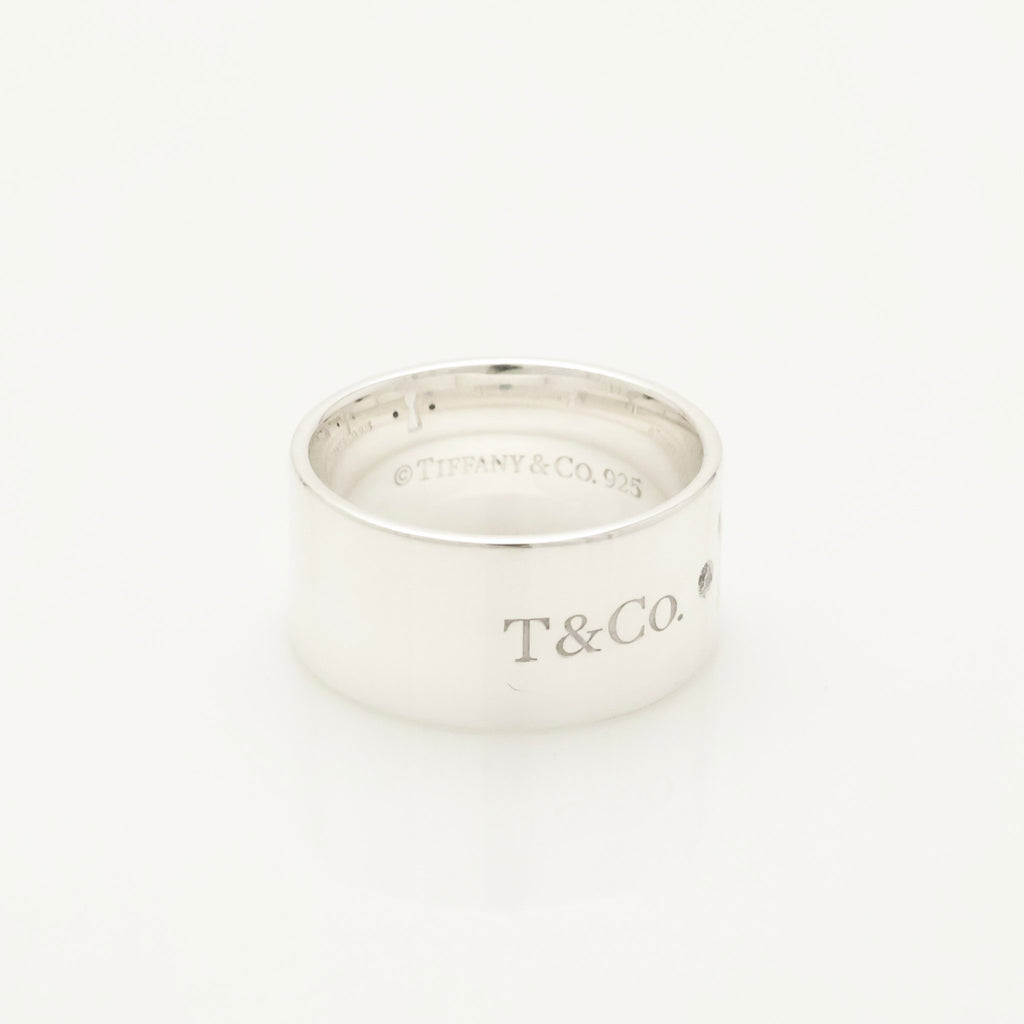 Tiffany & Co. 2P Diamond Keyhole Lock Ring Sterling Silver 925