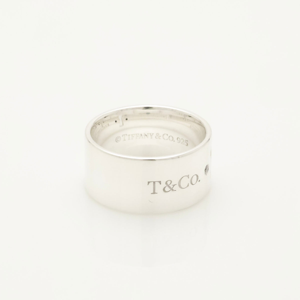 Tiffany & Co. 2P Diamond Keyhole Lock Ring Sterling Silver 925