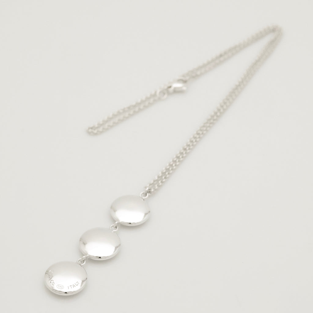 Tiffany & Co. Three Circle Drop Disk Pendant Dangle Necklace Sterling Silver 925