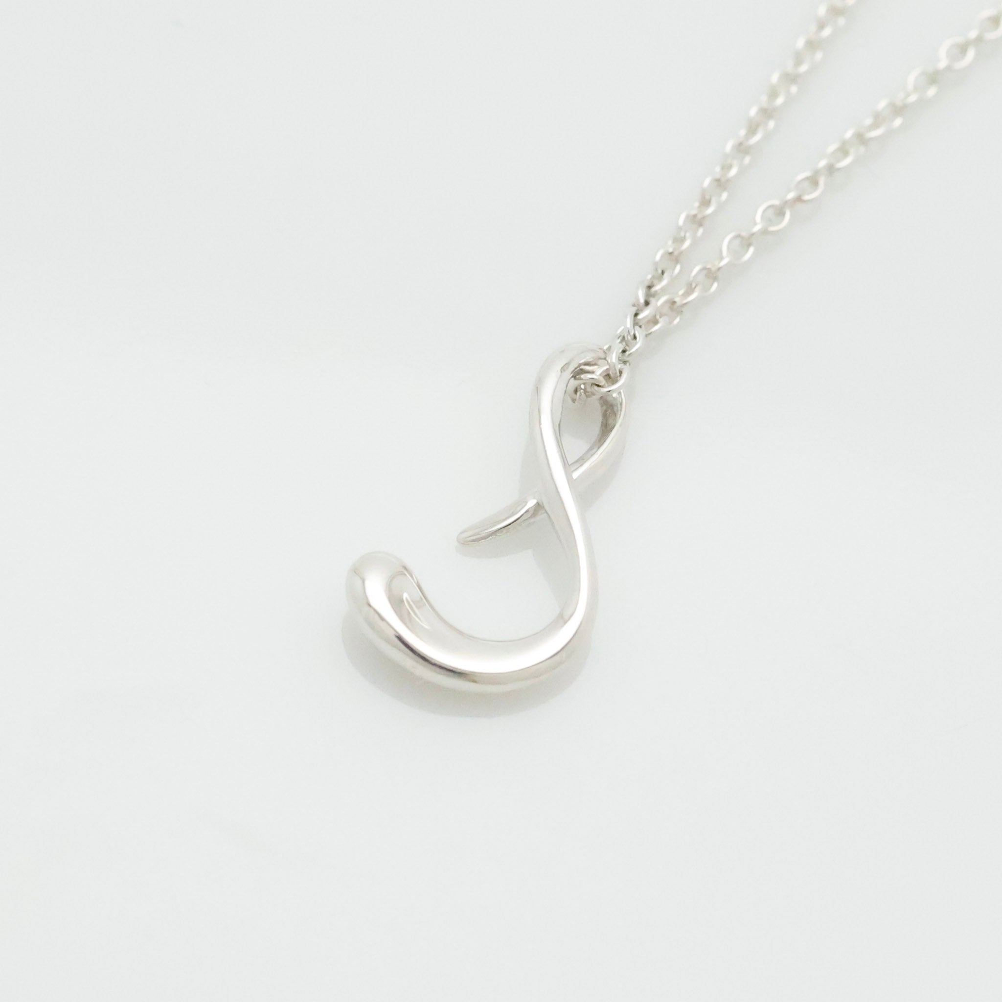 Tiffany & Co. Initial Letter "S" Pendant Necklace Sterling Silver 925