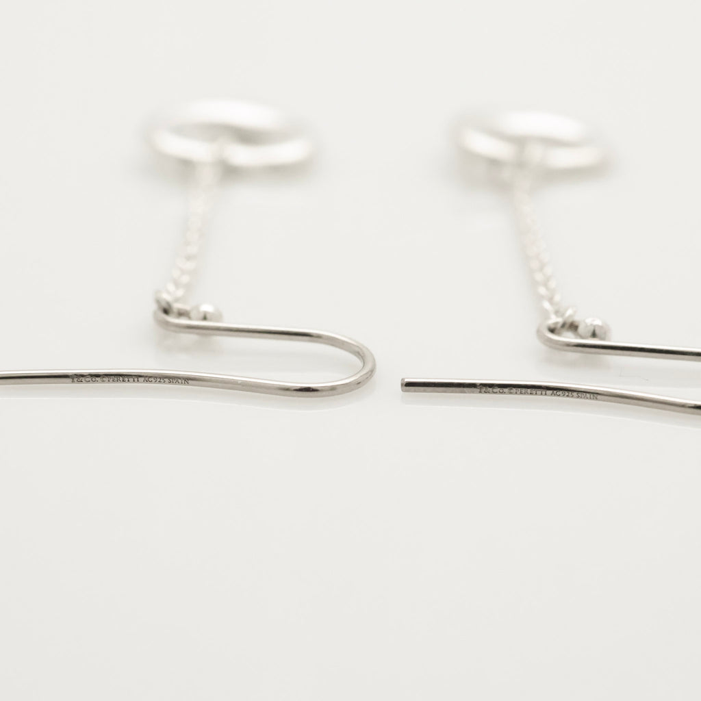 Tiffany & Co Elsa Peretti Open Heart Drop Dangle Earrings Sterling Silver 925