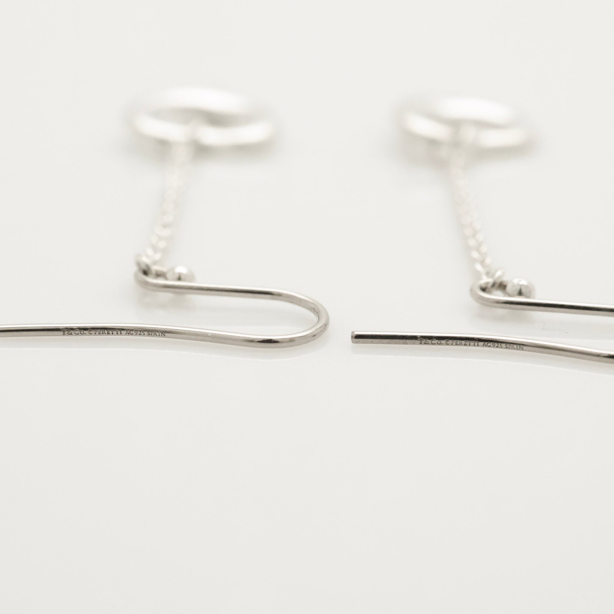 Tiffany & Co Elsa Peretti Open Heart Drop Dangle Earrings Sterling Silver 925