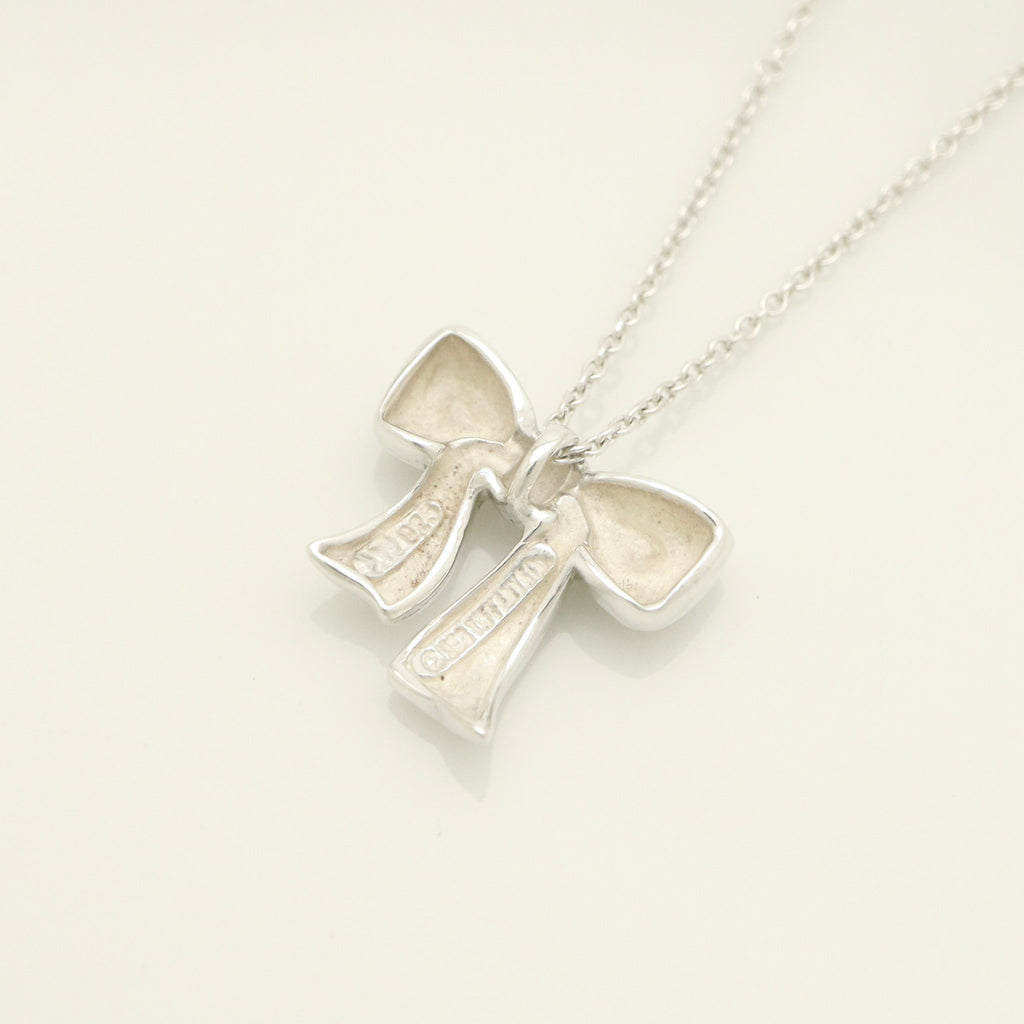 Tiffany & Co. Rare Bow Ribbon Necklace Pendant  Sterling Silver 925 