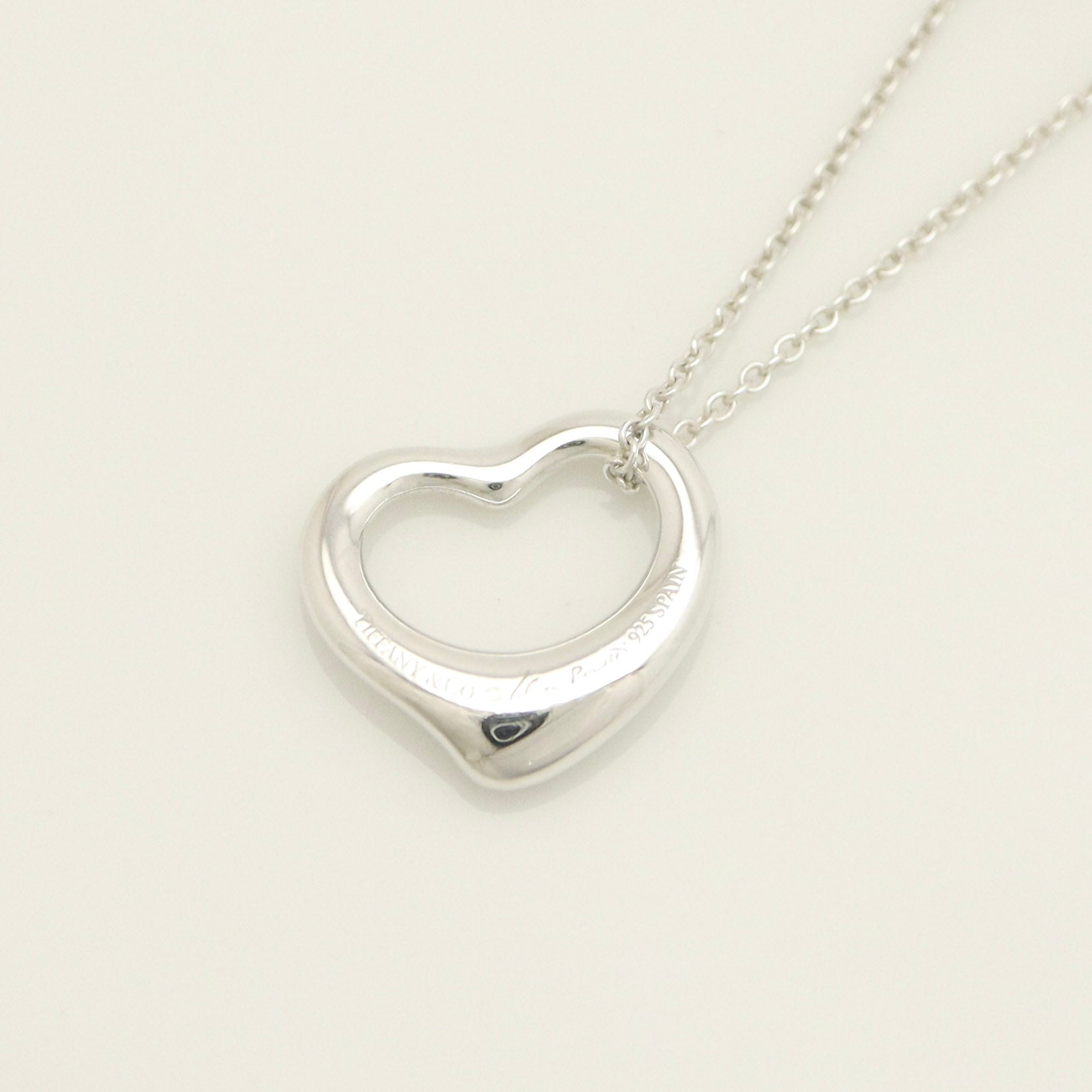 Tiffany & Co. Open Heart 16mm Pendant Necklace  Sterling Silver 925