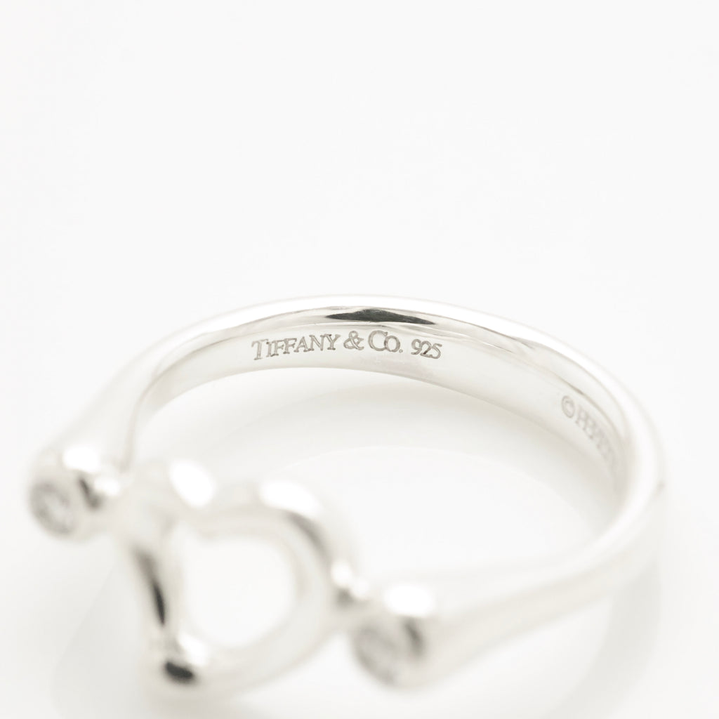 Tiffany & Co. 2P Diamond Open Heart Ring Size 4.5 Sterling Silver 925