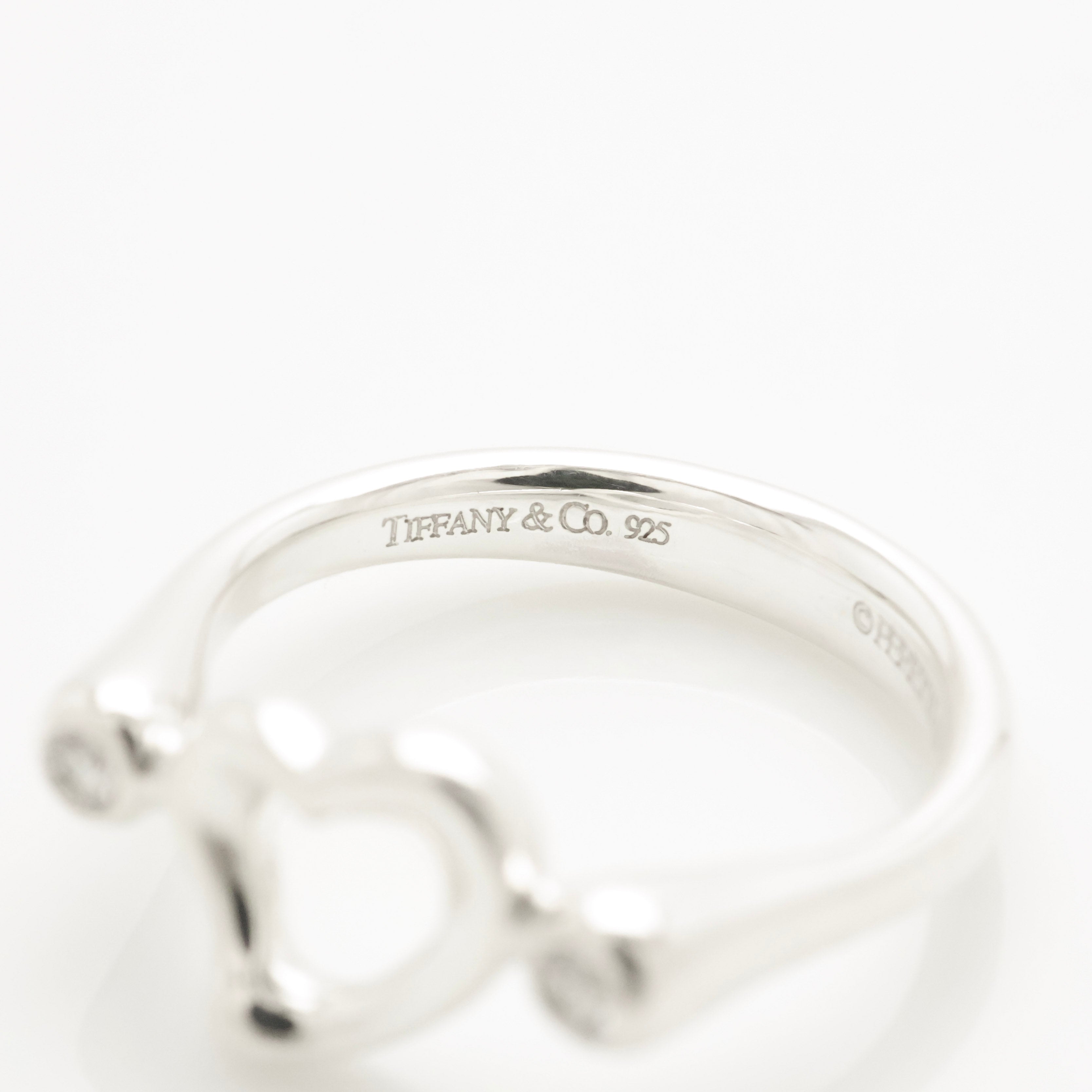 Tiffany & Co. 2P Diamond Open Heart Ring Size 4.5 Sterling Silver 925