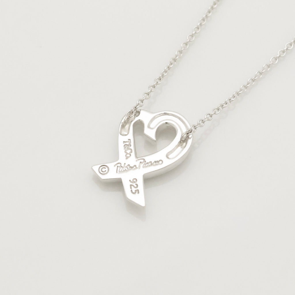 Tiffany & Co. Loving Heart Diamond Pendant Necklace Sterling Silver 925
