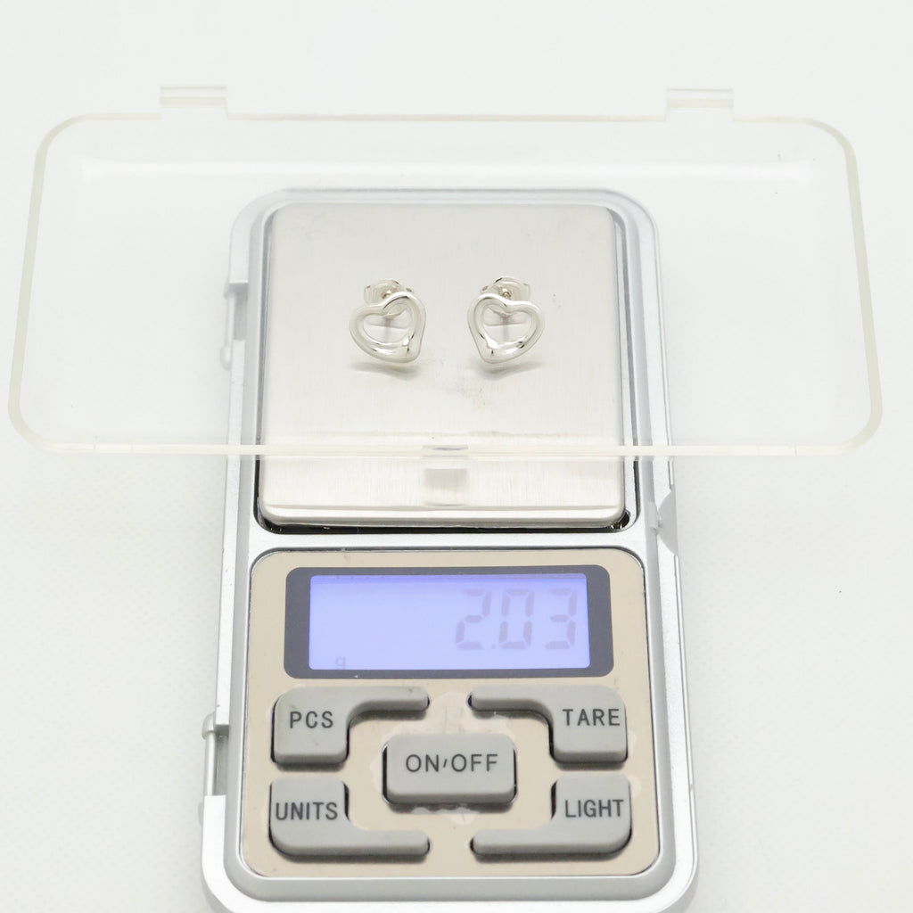 Tiffany & Co. Elsa Peretti Open Heart Stud Earrings Sterling Silver 925