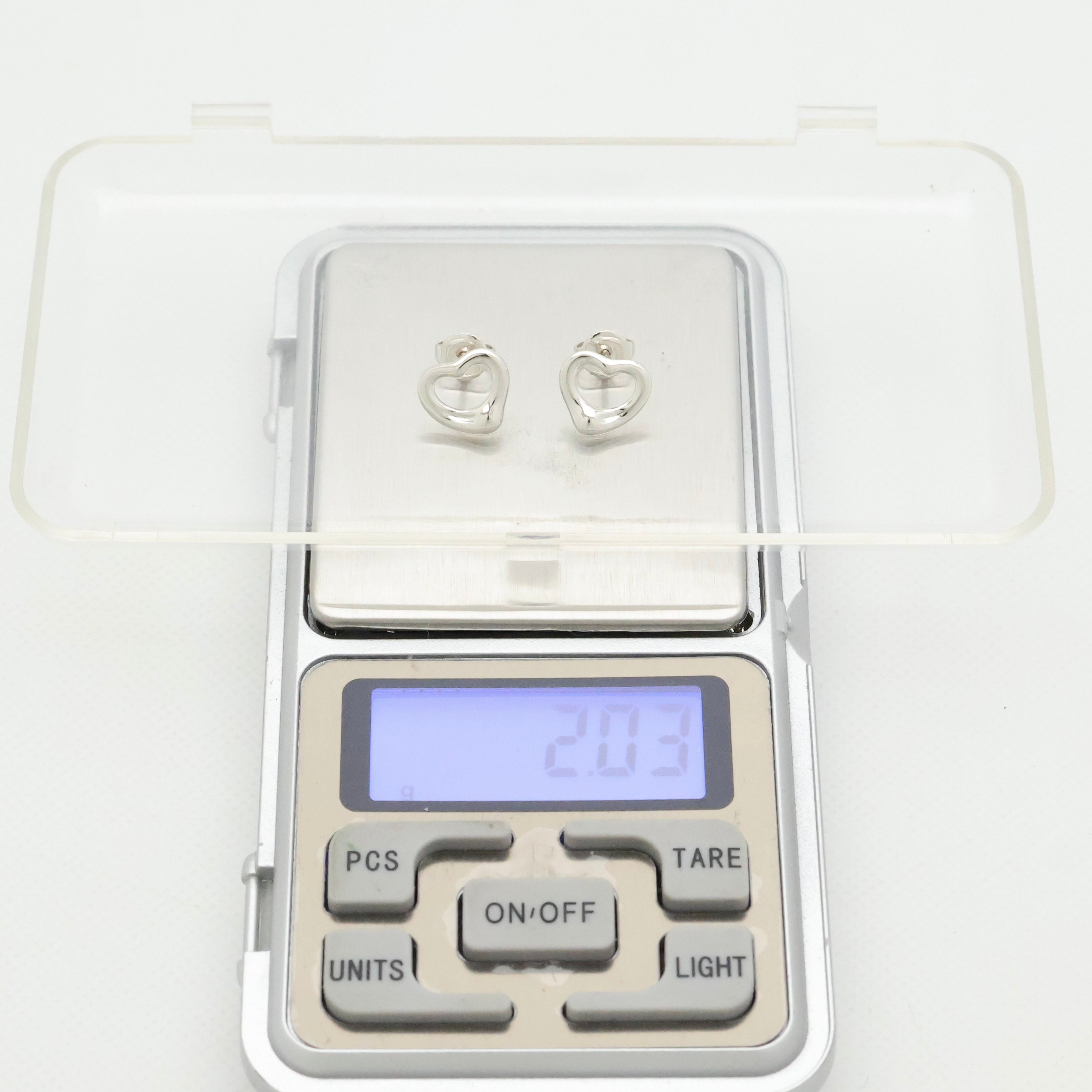 Tiffany & Co. Elsa Peretti Open Heart Stud Earrings Sterling Silver 925