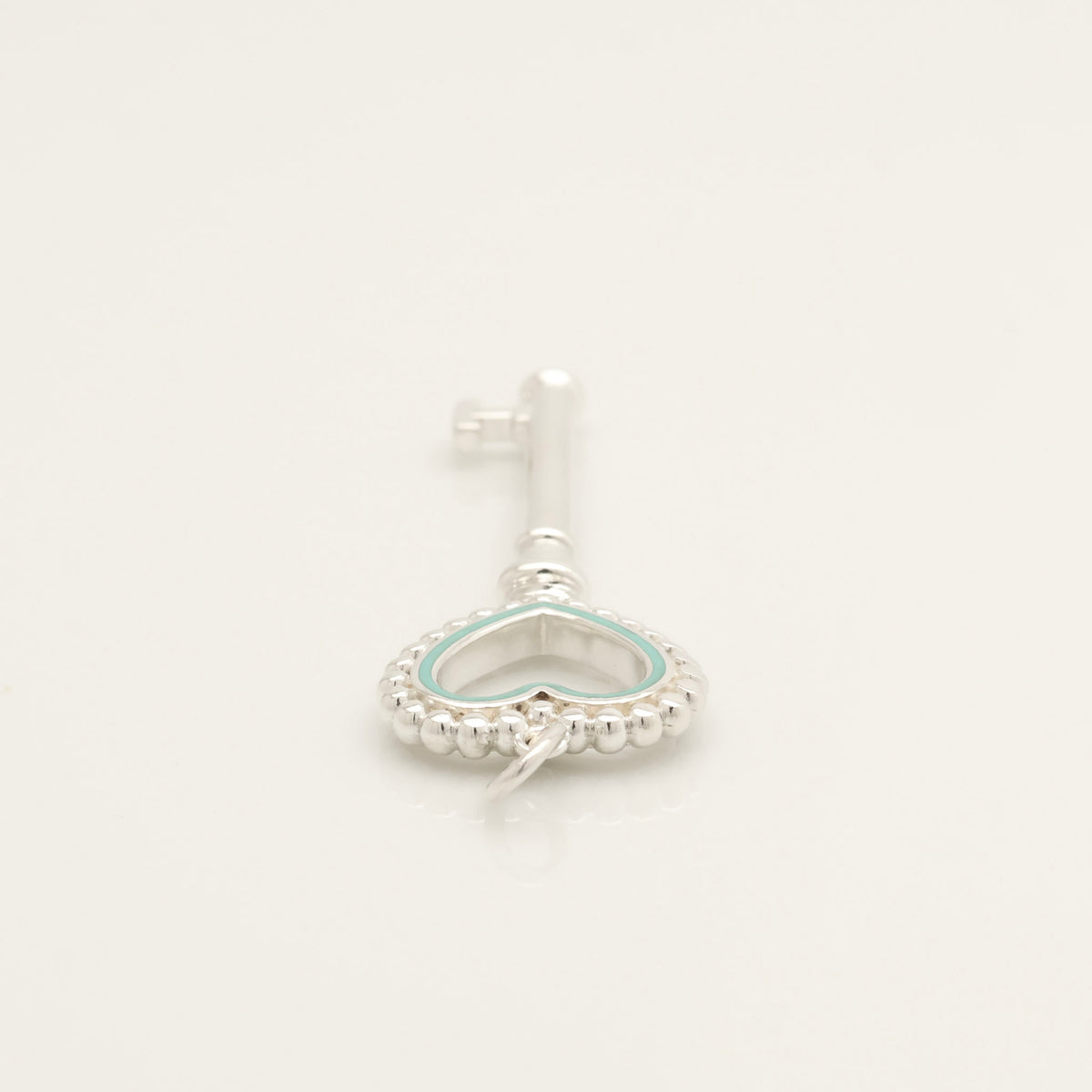  Tiffany & Co. Blue Enamel Beaded Heart Key Charm Sterling Silver 925　