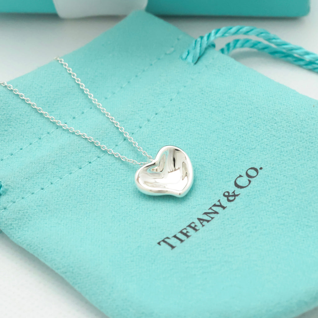 Tiffany & Co. Peretti Curved Full Heart Necklace Sterling Silver 925