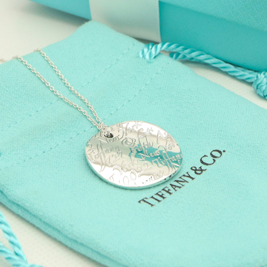 Tiffany & Co. Notes New York Large Wavy Round Circle Necklace Sterling Silver 925