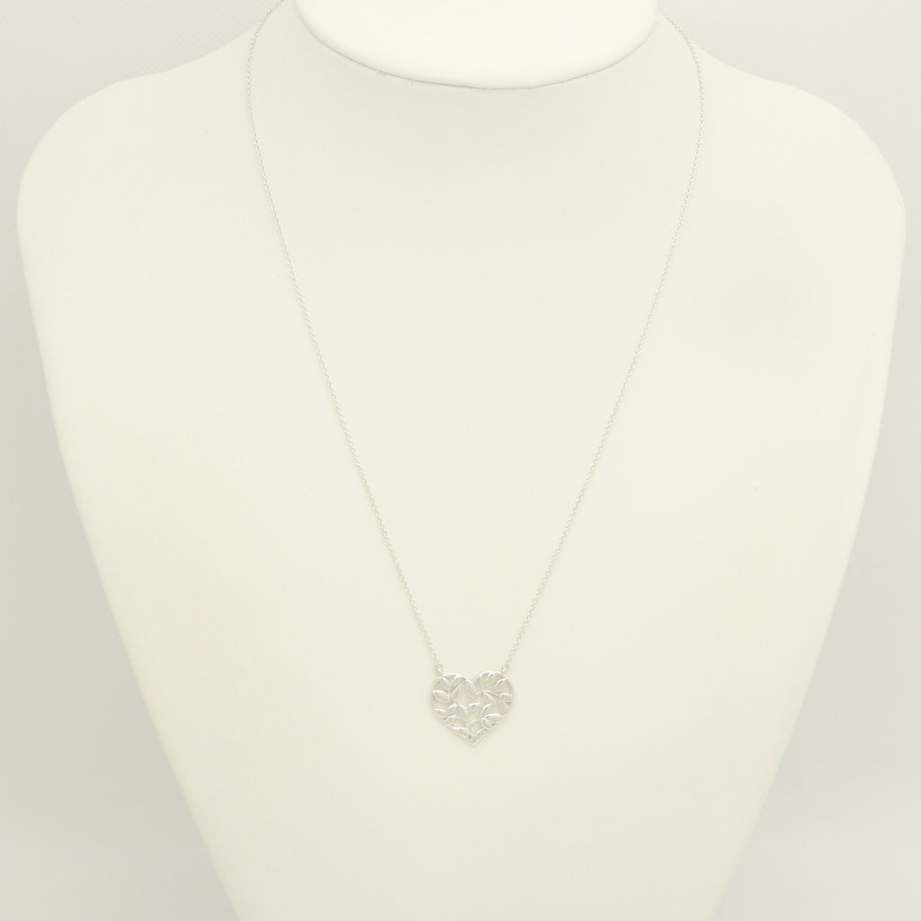 Tiffany & Co. Picasso Olive Leaf Heart Necklace Sterling Silver 925
