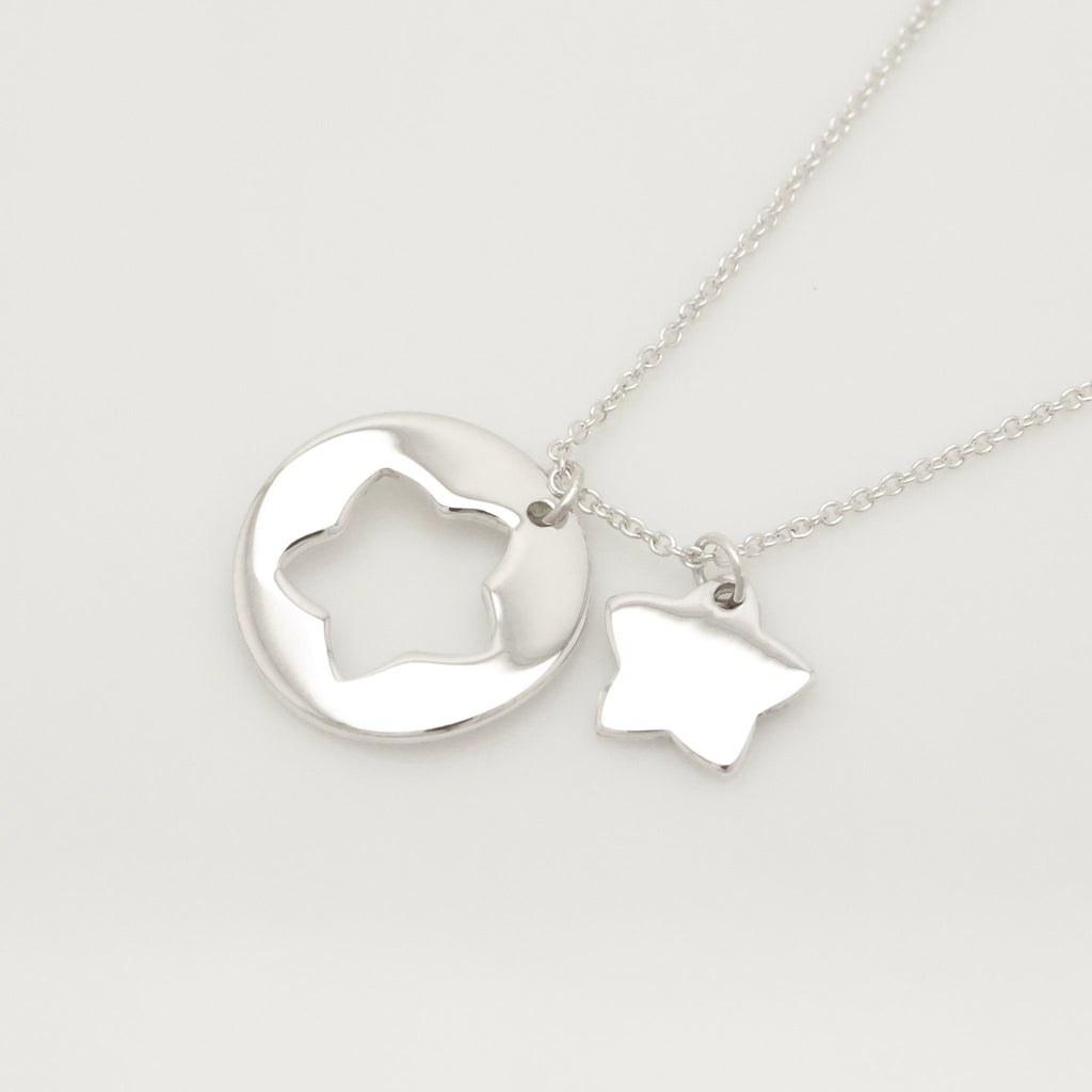 Tiffany & Co. Stencil Star Cutout Circle Necklace Sterling Silver 925 