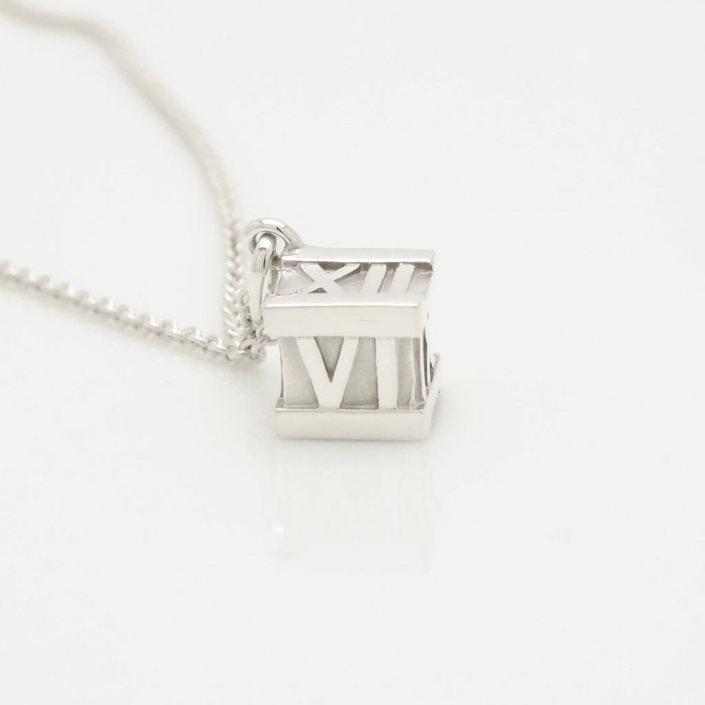 Tiffany & Co. Atlas Cube Necklace Pendant  Sterling Silver  925 