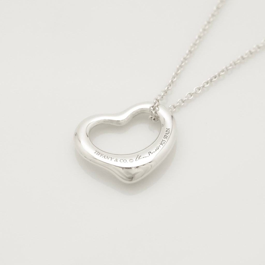 Tiffany & Co. Open Heart Pendant Necklace Sterling Silver 925