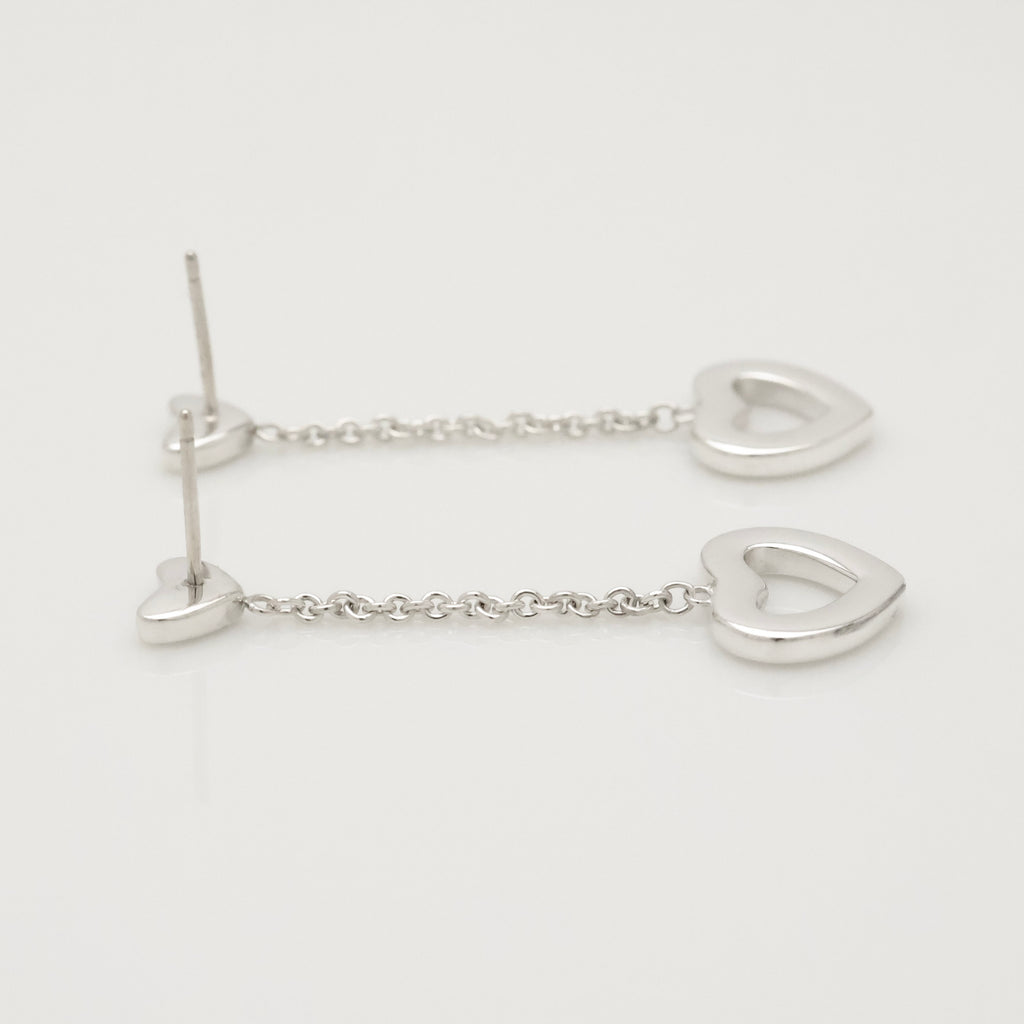 Tiffany & Co. Heart Link Drop Dangle Stud Earrings Sterling Silver 925
