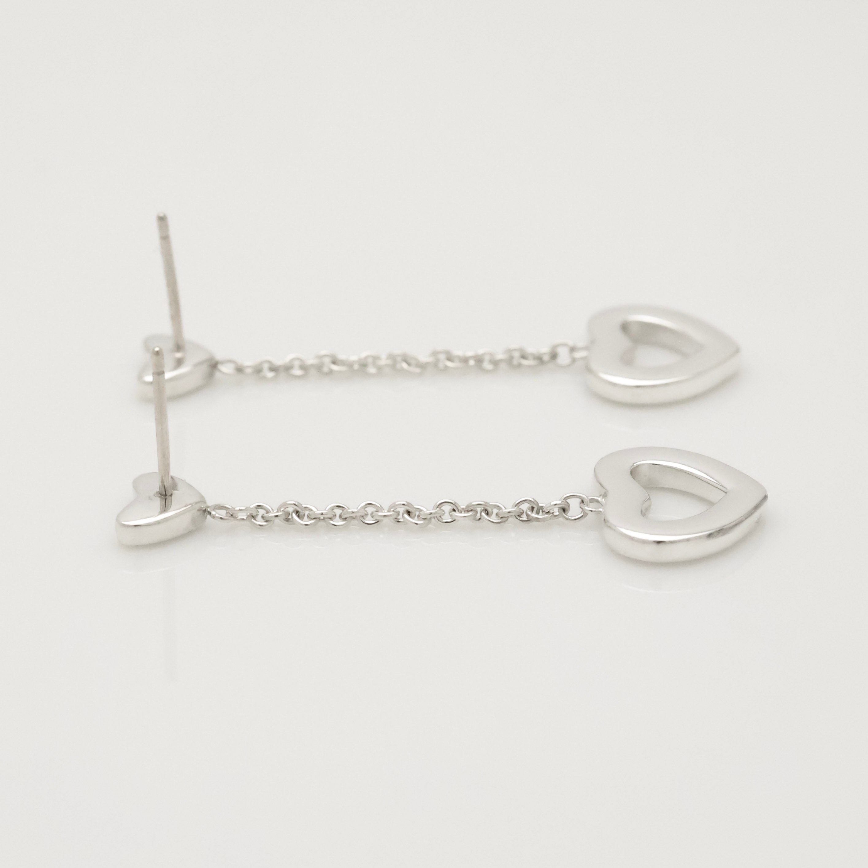 Tiffany & Co. Heart Link Drop Dangle Stud Earrings Sterling Silver 925