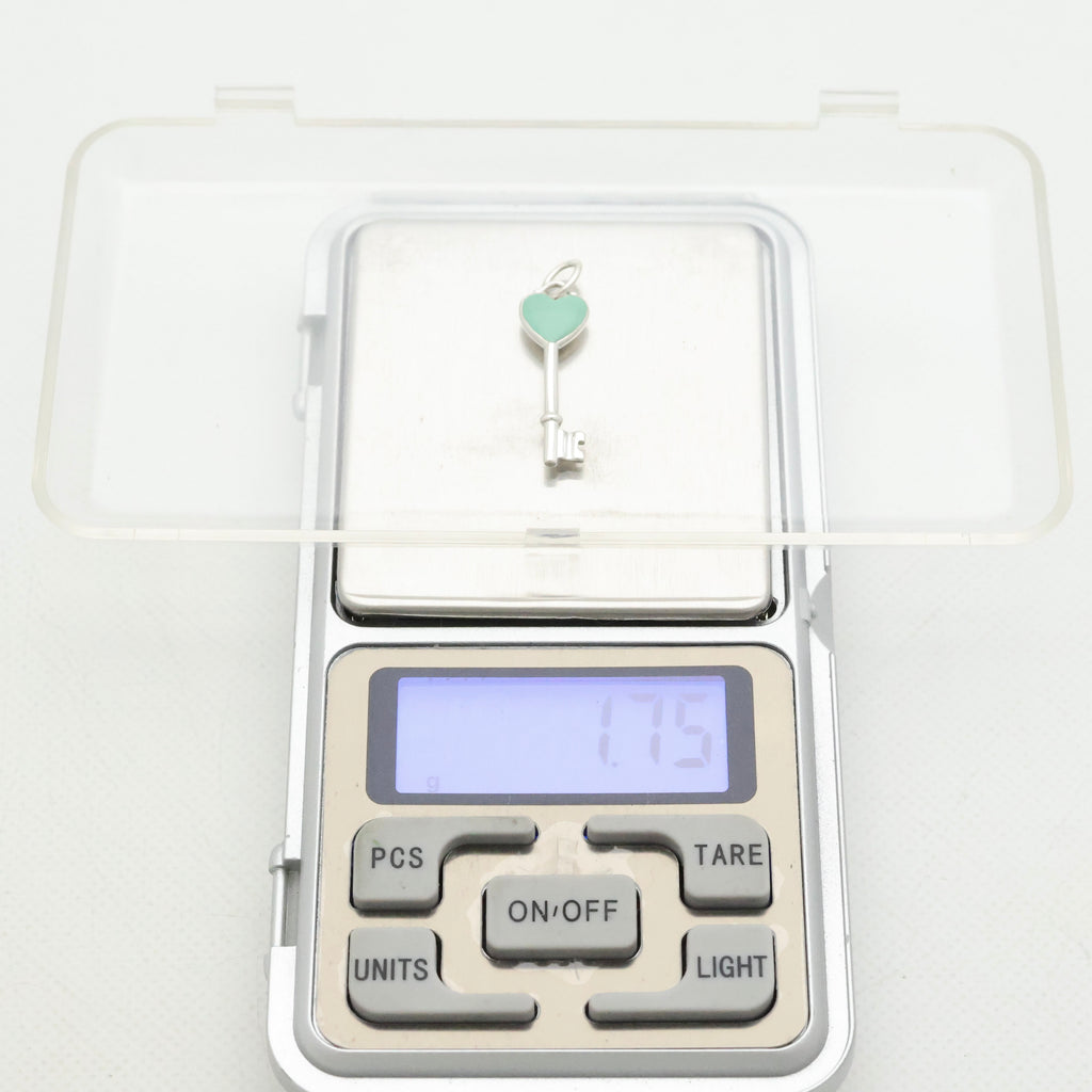 Tiffany & Co. Blue Enamel Heart Key Pendant Charm Sterling Silver 925　