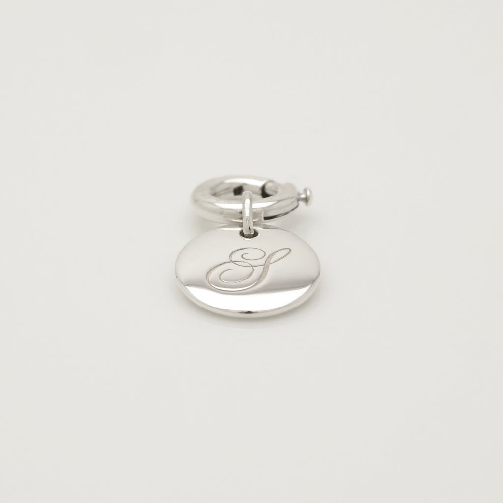 Tiffany & Co. Notes Letter S Disc Round Pendant Charm Sterling Silver 925
