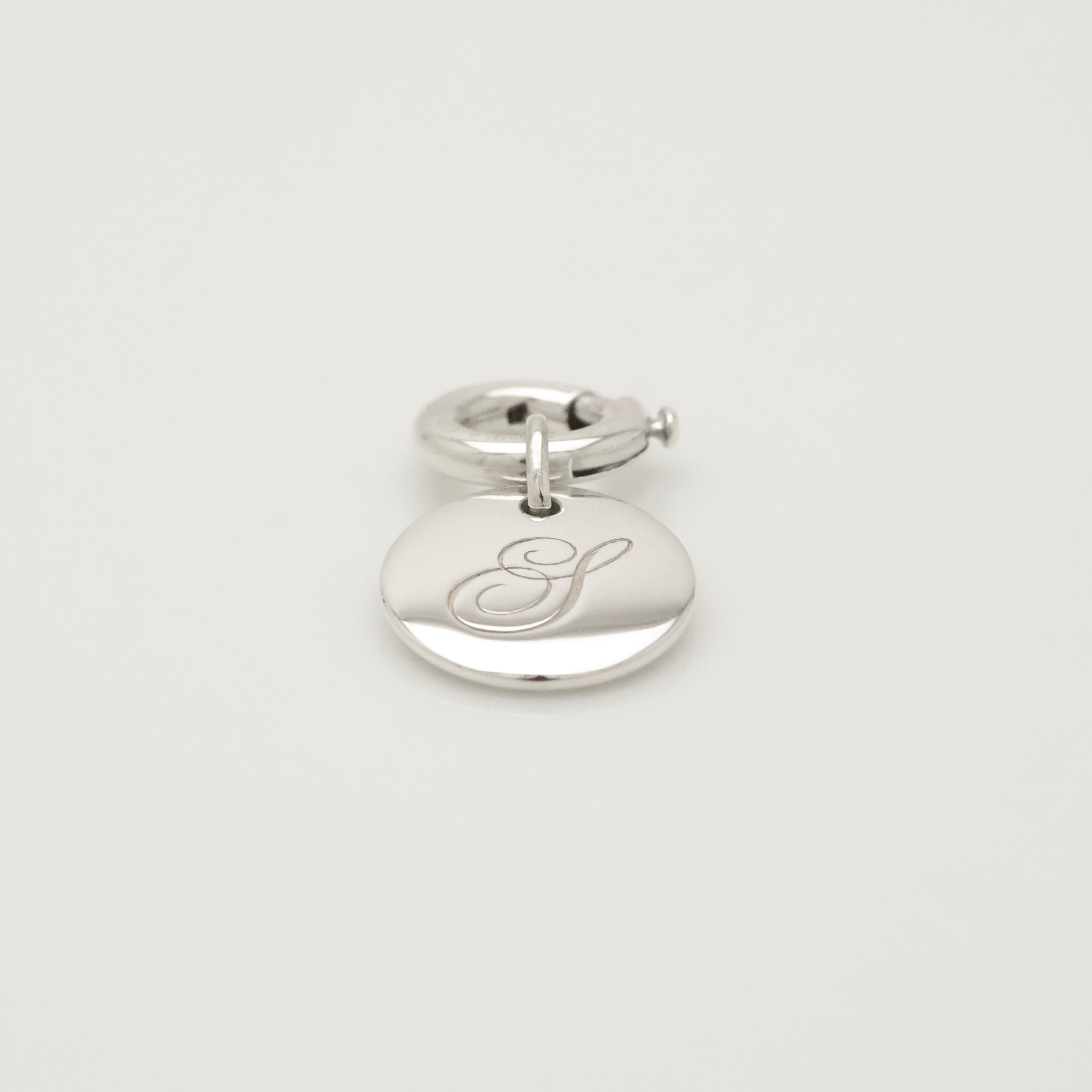 Tiffany & Co. Notes Letter S Disc Round Pendant Charm Sterling Silver 925