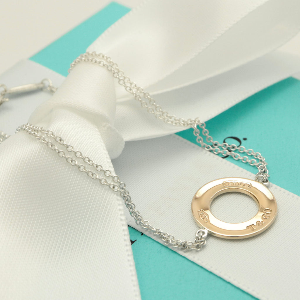 Tiffany & Co. 1837 Round Circle Double Chain Bracelet Sterling Silver 925