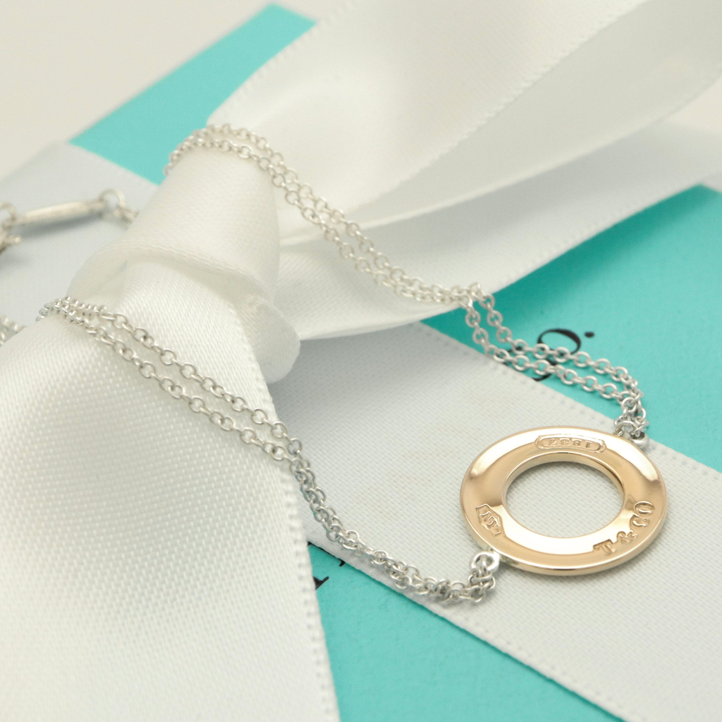 Tiffany & Co. 1837 Round Circle Double Chain Bracelet Sterling Silver 925